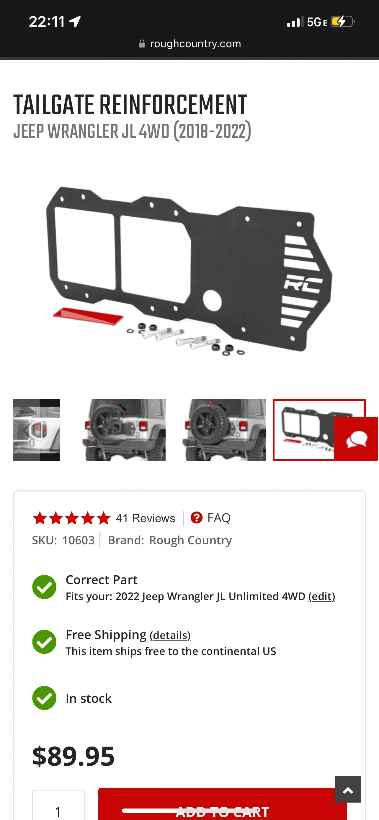 Jeep Wrangler JL RC tailgate reinforcement bracket 2C009E34-86A8-4089-8C15-69F509351303