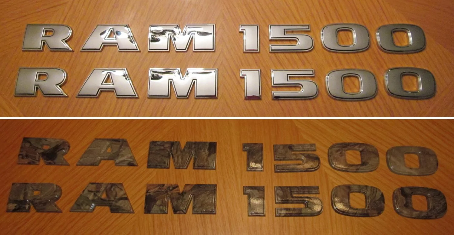 Jeep Wrangler JL Hydro dipping dash parts Emblems compared