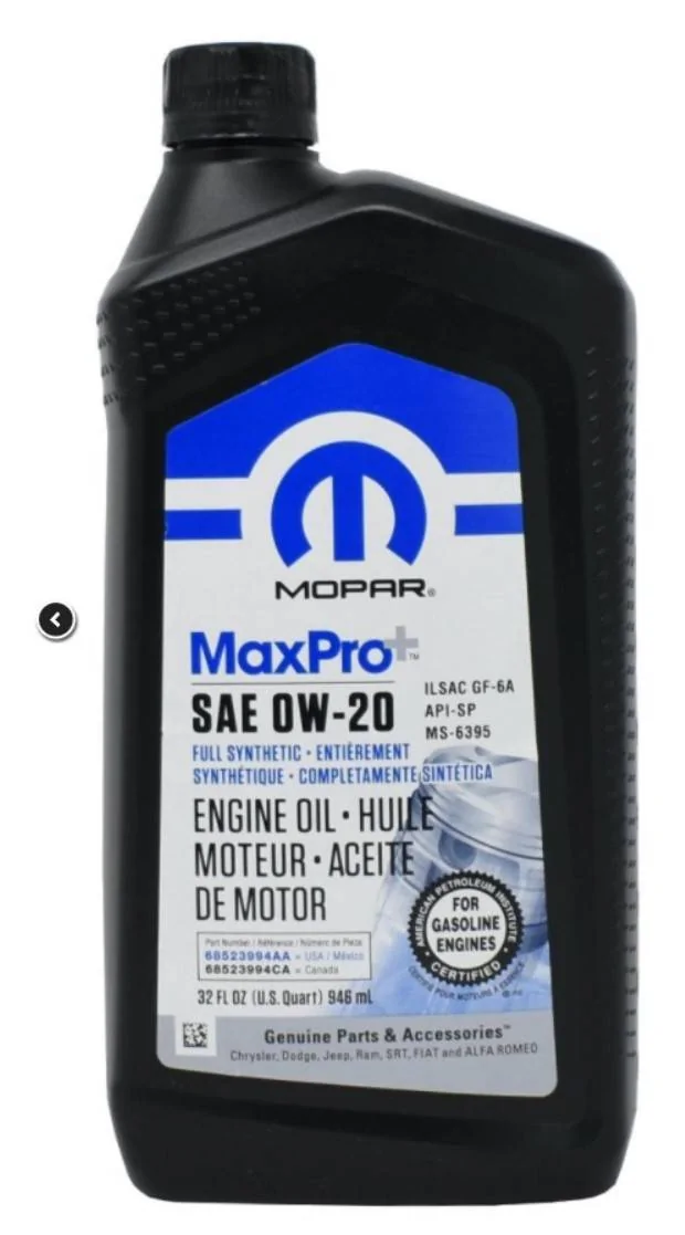 Jeep Wrangler JL 3.6 l Engine Oil Type oil