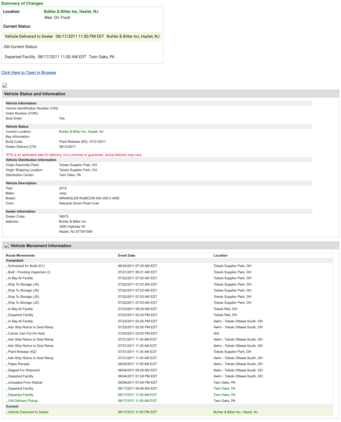 Jeep Wrangler JL Guide: Wrangler Order, Build, Tracking and Delivery Process jeep status email