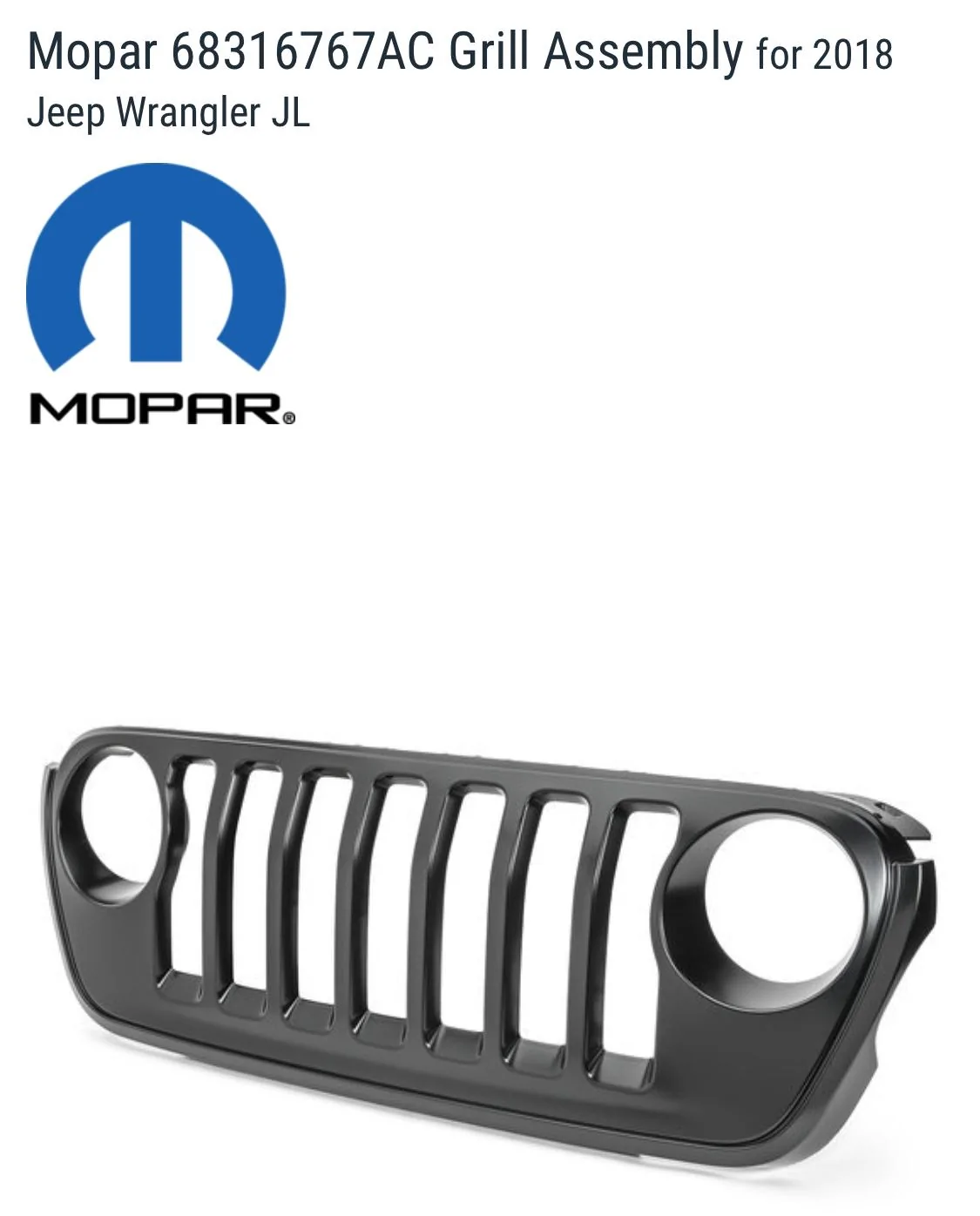 Jeep Wrangler JL Mopar Satin Black Grill F2E51F6C-AD65-4E84-9A66-A41F808CEF2B