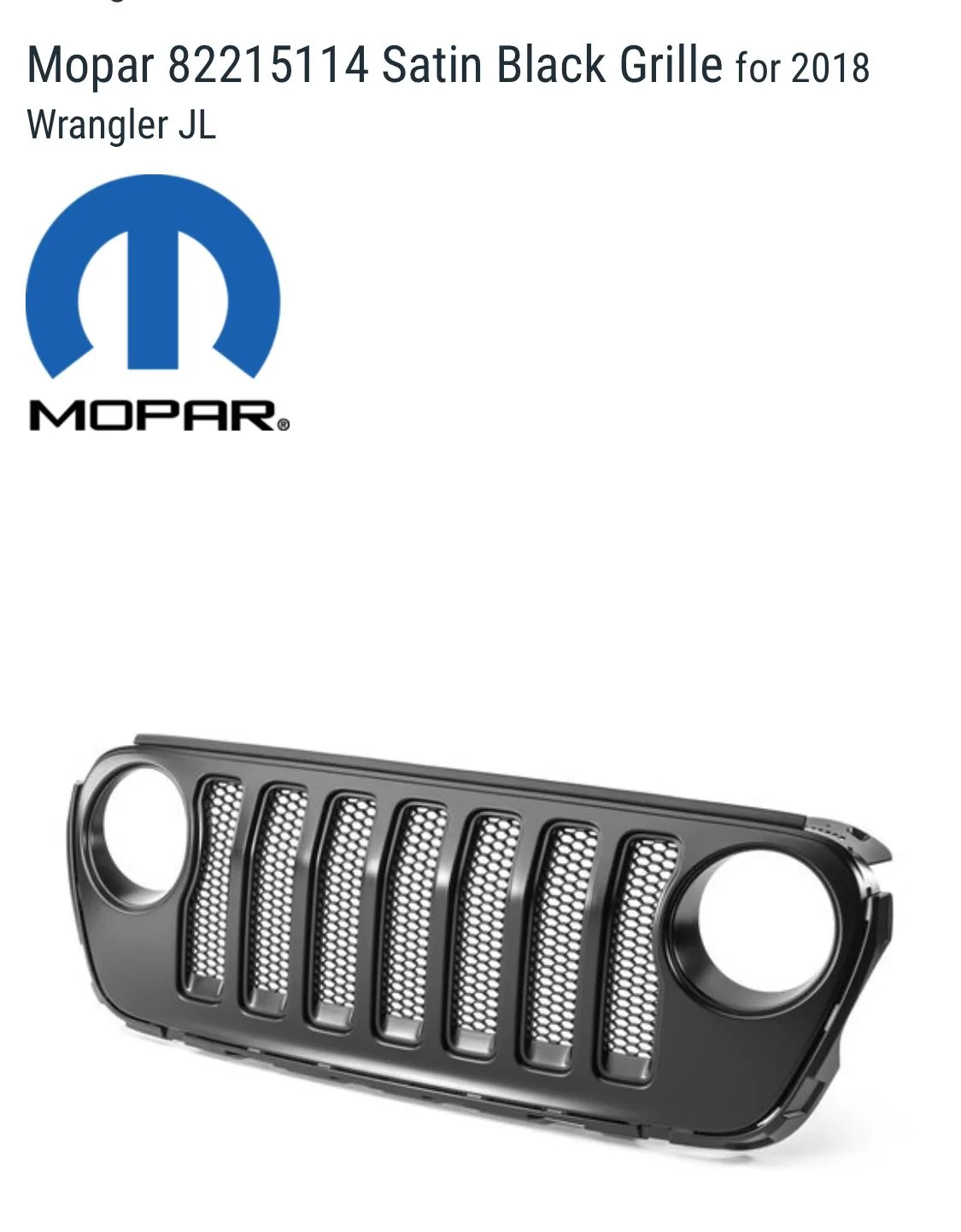 Jeep Wrangler JL Mopar Satin Black Grill 33DA995E-584D-4EB8-93B0-A456B2B50CC6