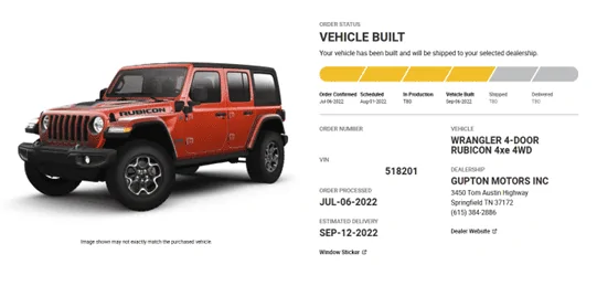 Jeep Wrangler JL 2023 Gupton Ordering, Tracking and Delivery Reports 1662676228516
