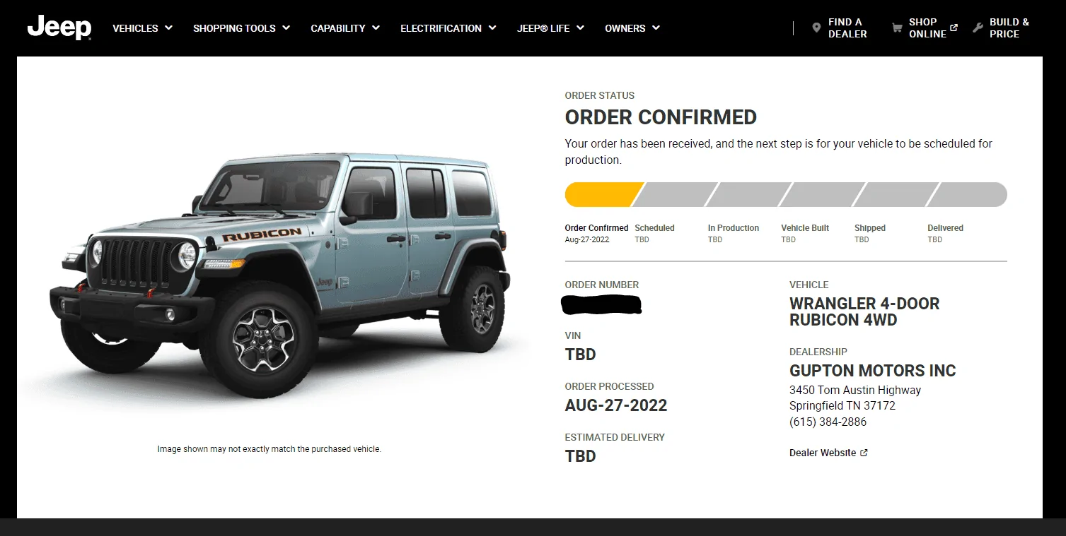 Jeep Wrangler JL 2023 Gupton Ordering, Tracking and Delivery Reports 1663949169896