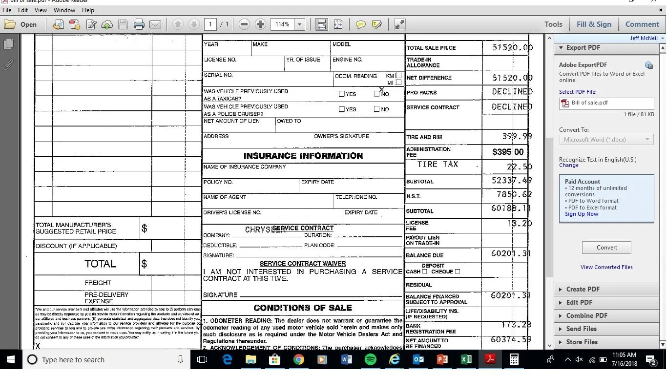 Jeep Wrangler JL Hidden Fees when I went to sign bill of sales