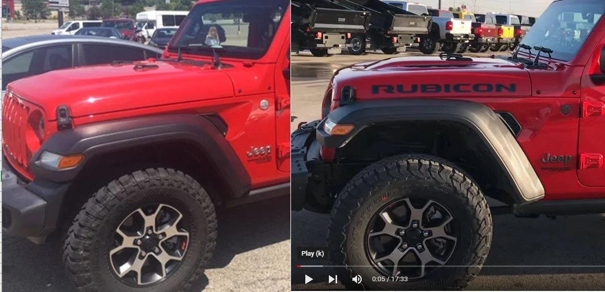 Jeep Wrangler JL Factory height differences Rubi vs Sport flares