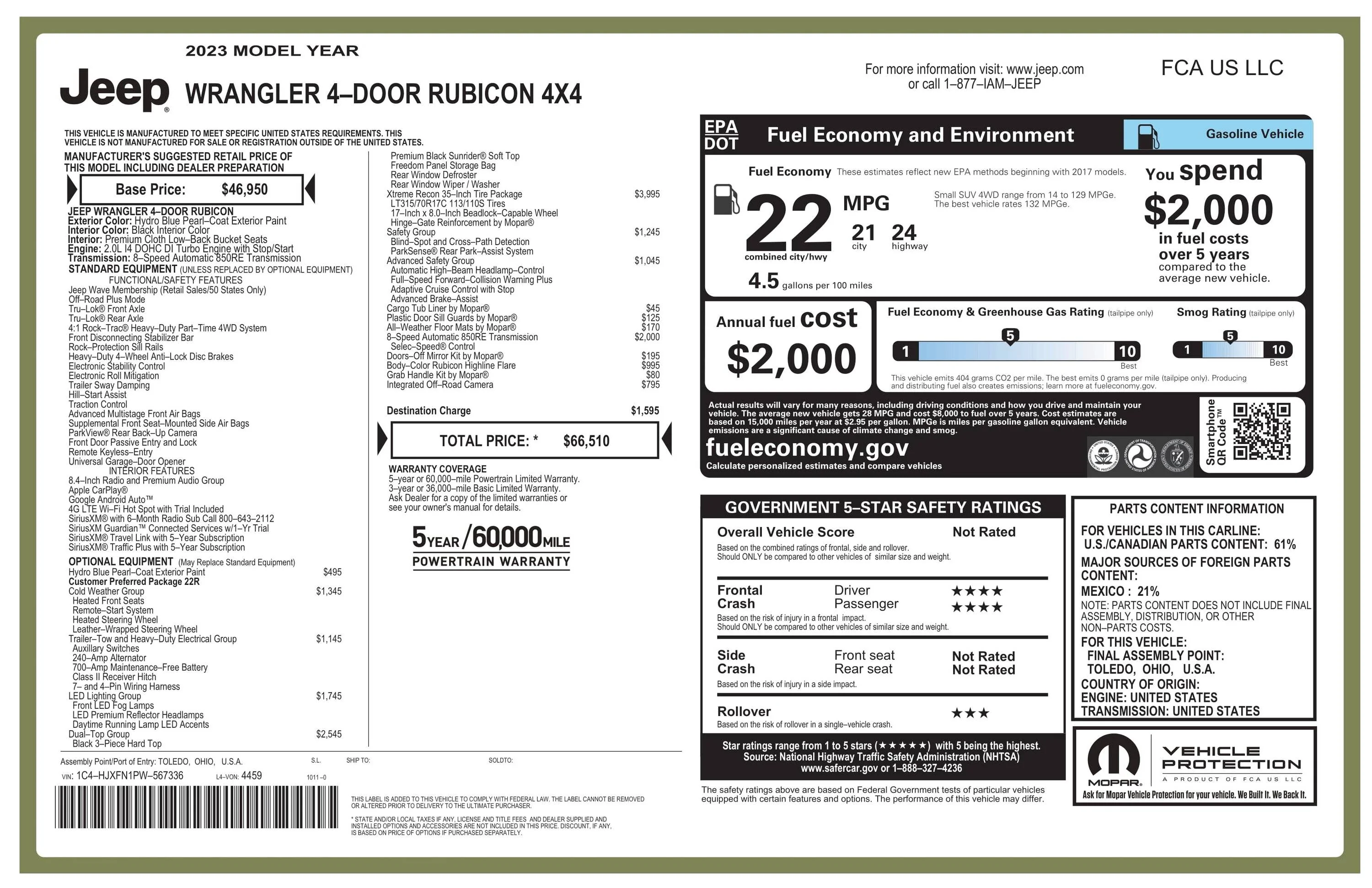 Jeep Wrangler JL 2023 Orders - Check in here WranglerWindowStickerPDF-1