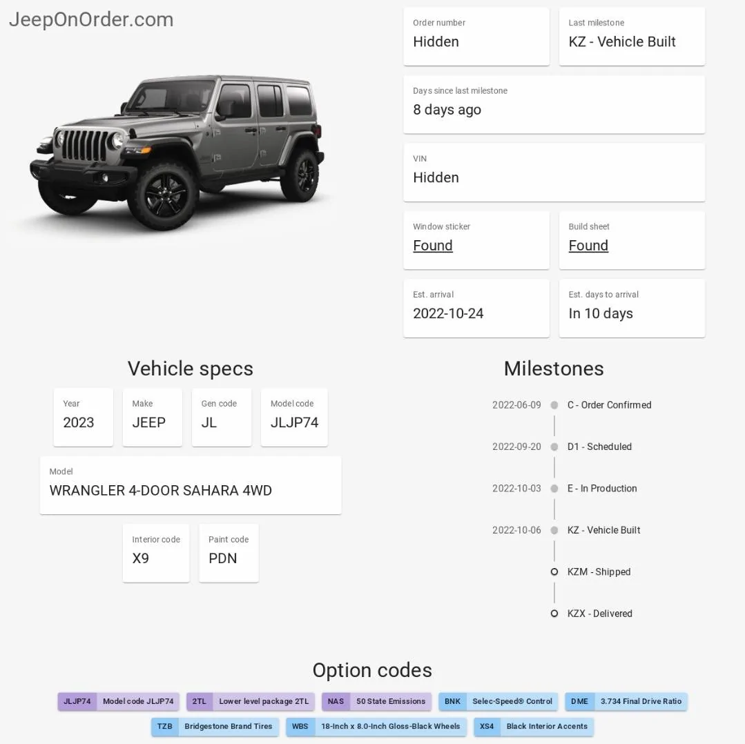 Jeep Wrangler JL 2023 Gupton Ordering, Tracking and Delivery Reports Screenshot_20221013_190644