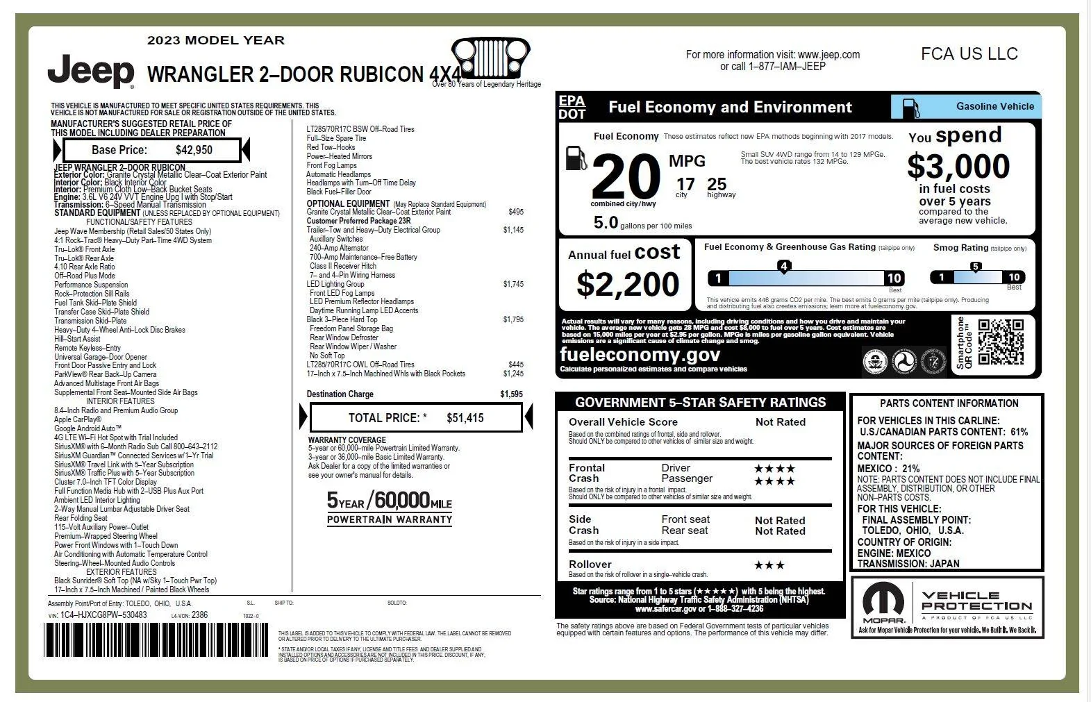 Jeep Wrangler JL 2023 Orders - Check in here Window-Sticker