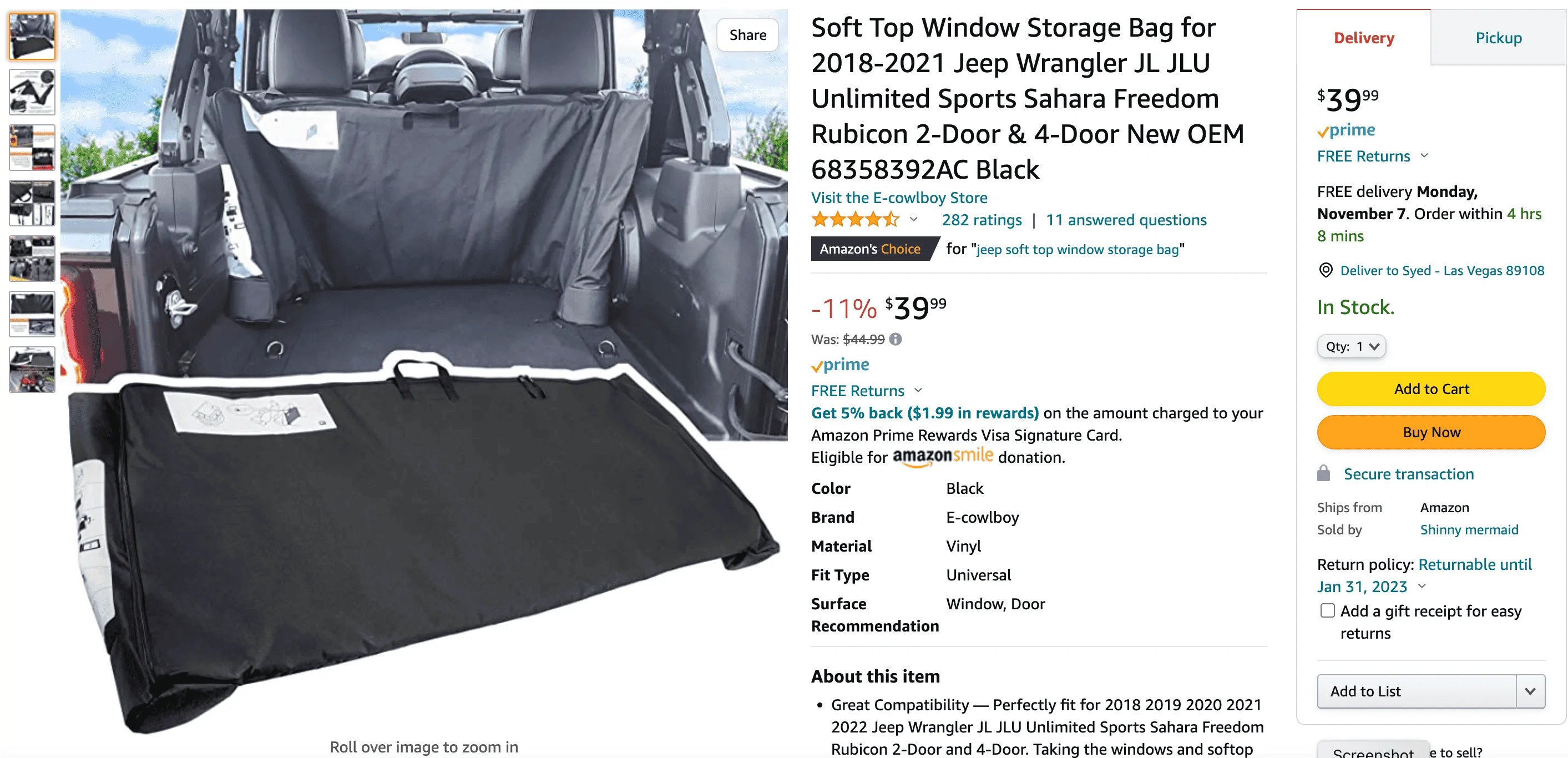 Jeep Wrangler JL Soft top window storage 1667703169055