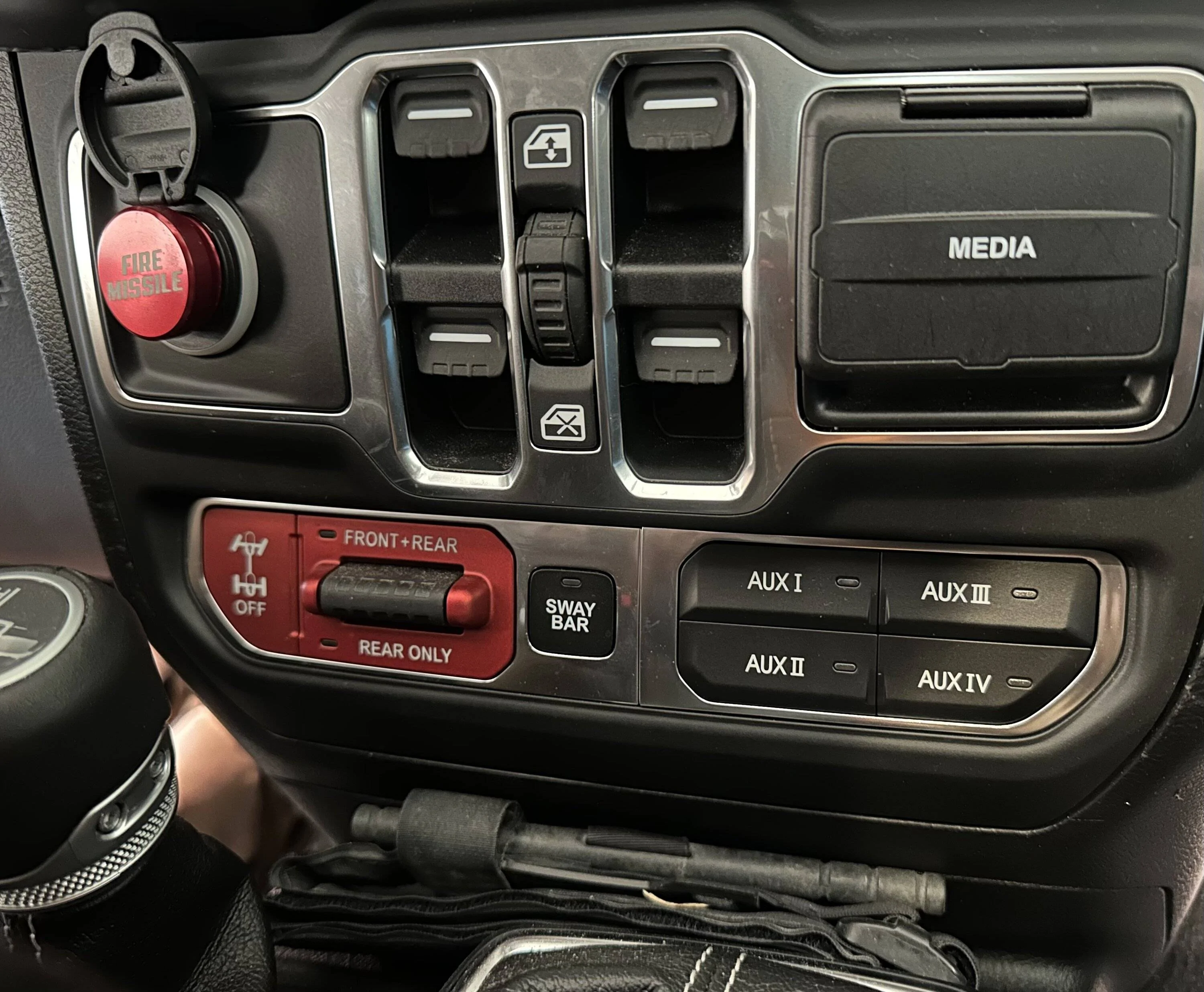 Jeep Wrangler JL LASFIT switch panel with manual transmission Switches during day