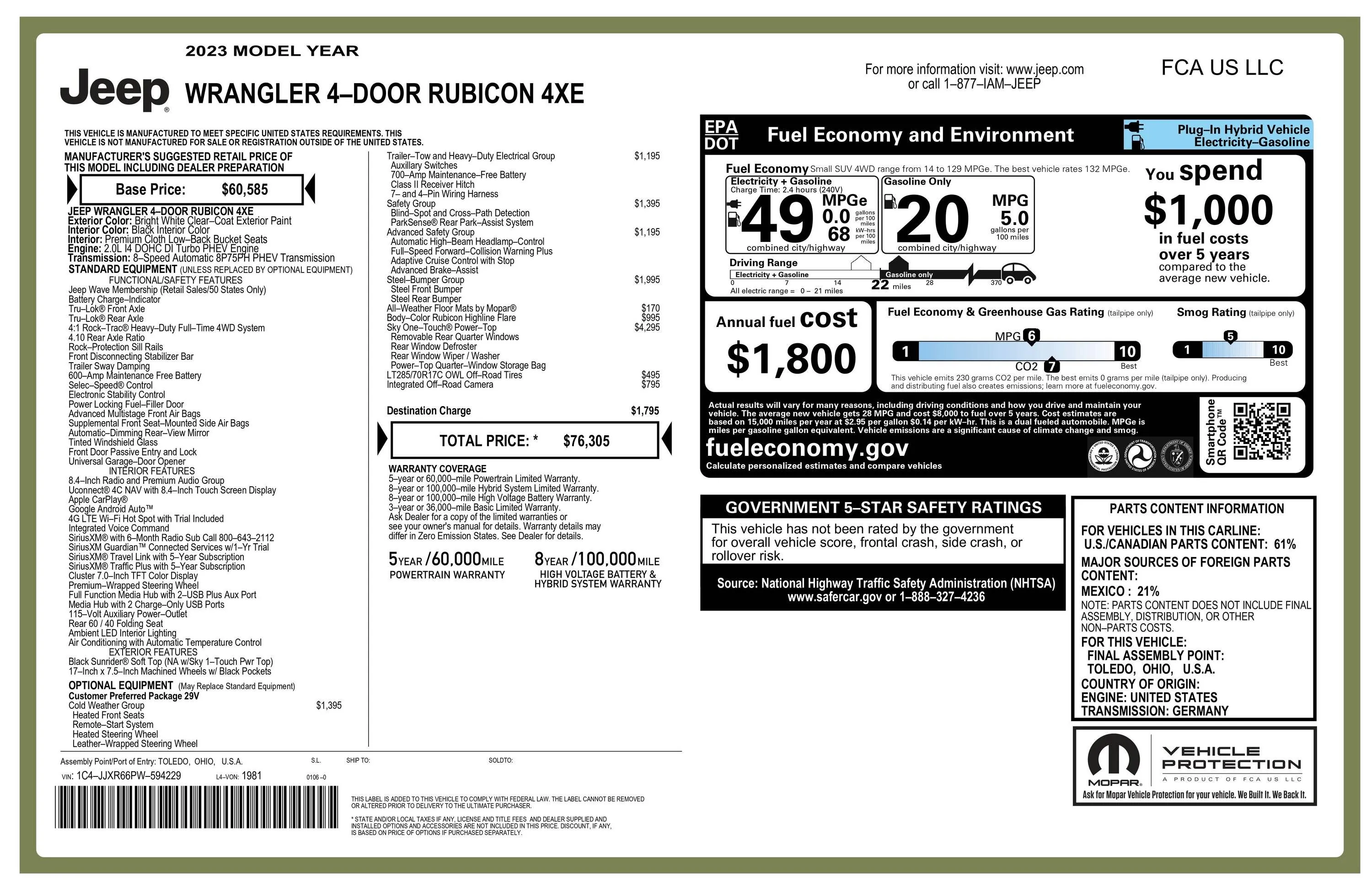 Jeep Wrangler JL 2023 Orders - Check in here WindowStickerPDF