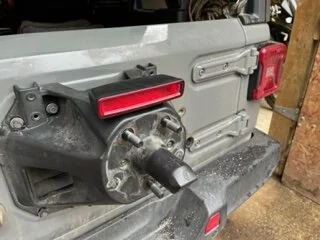 Jeep Wrangler JL 3rd brake light modification - on the cheap(12¢) mod tire off