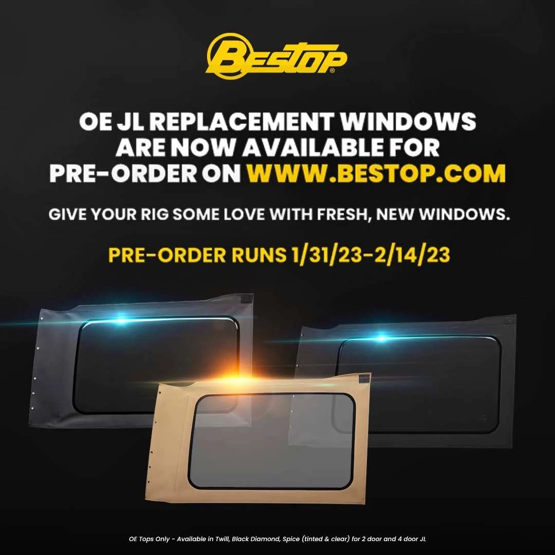 Jeep Wrangler JL Replacement OE Soft Top Windows are here from Bestop!! JL OE Replacement Windows