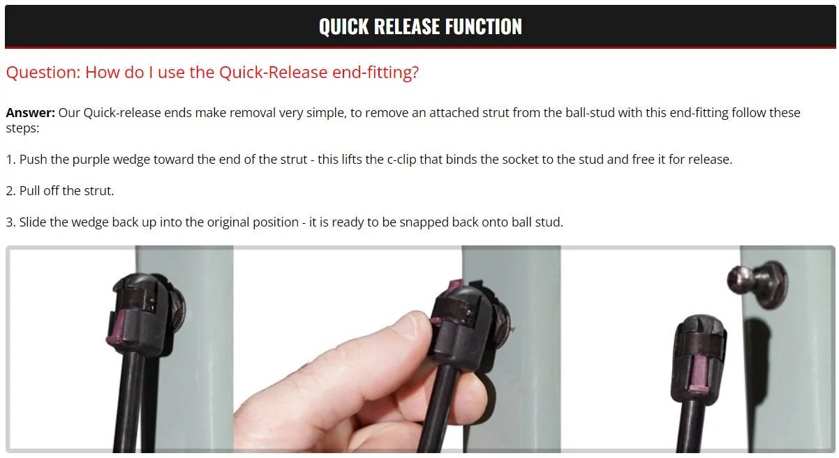 Jeep Wrangler JL Redline Tuning Hood Struts Quick Release Ends