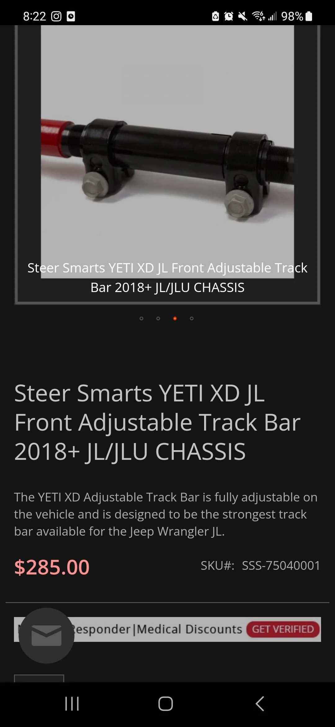 Jeep Wrangler JL Steer Smarts Yeti XD Front Adjustable Track Bar Screenshot_20230314_202256_Samsung Internet