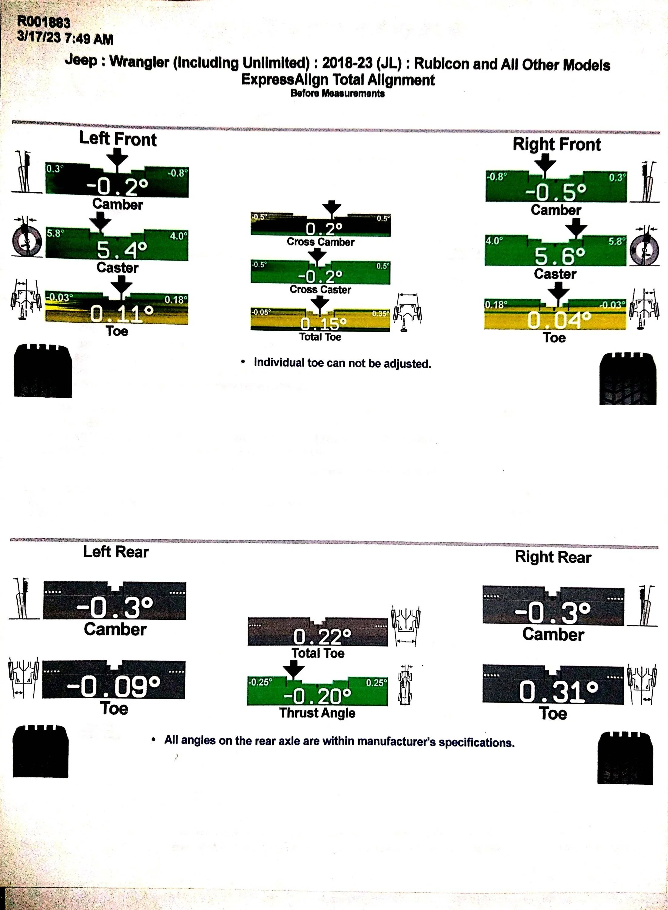 Jeep Wrangler JL Higher Caster on Stock JLUR? JLUR Alignment