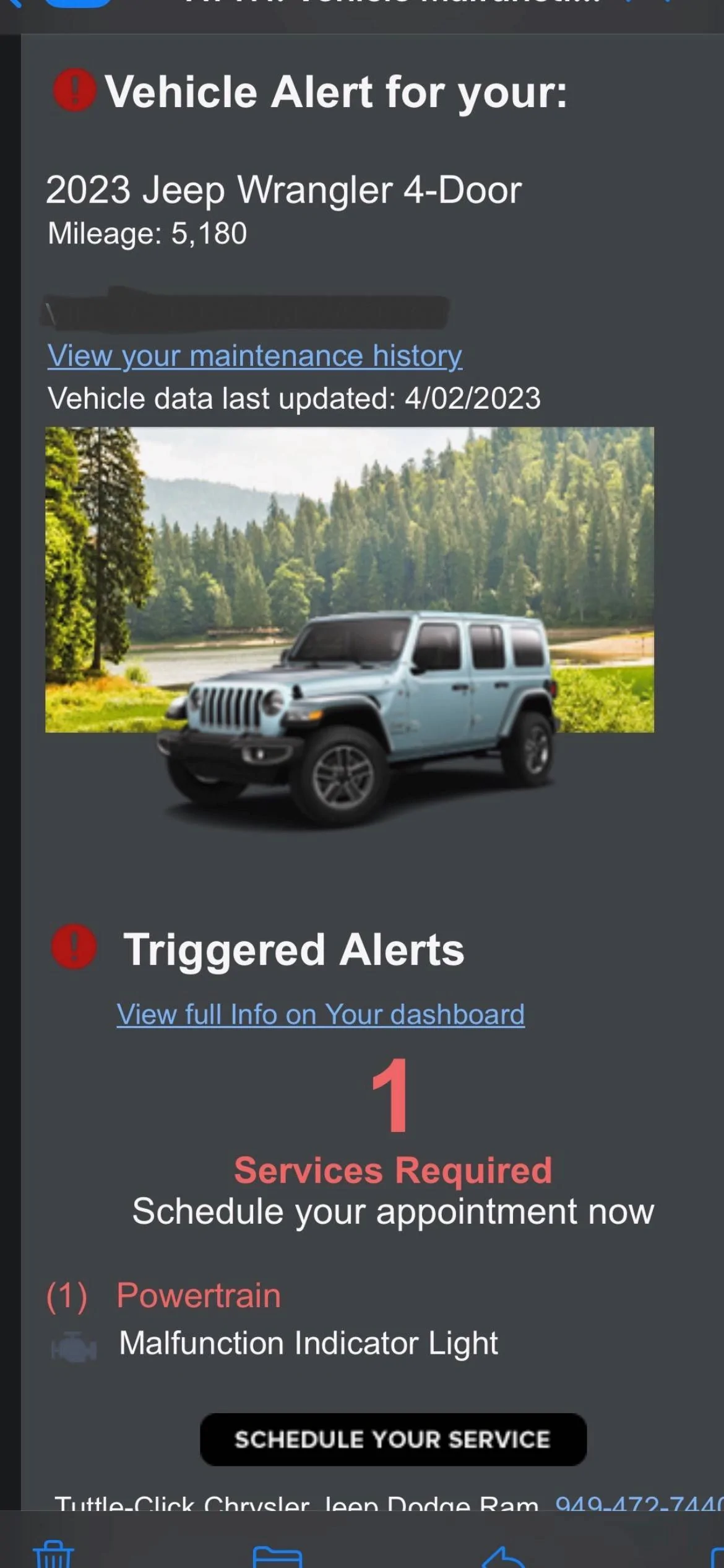 Jeep Wrangler JL Jeep app alert but no CEL jeep service alert