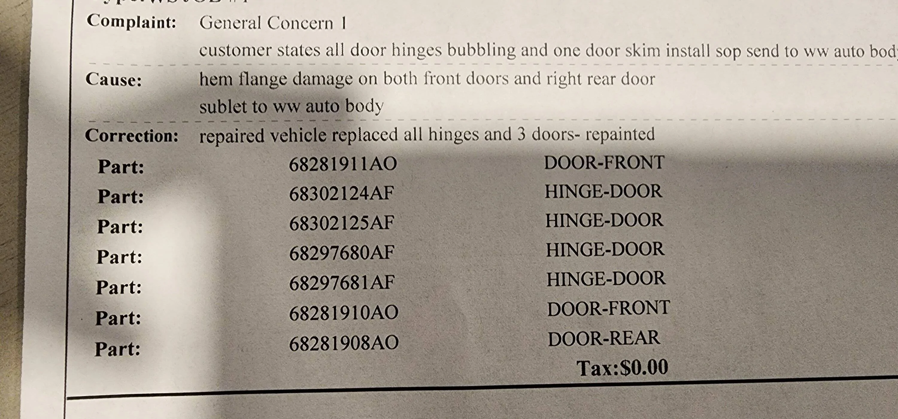 Jeep Wrangler JL Bubbles in Paint at Door Hinges 20230405_165414