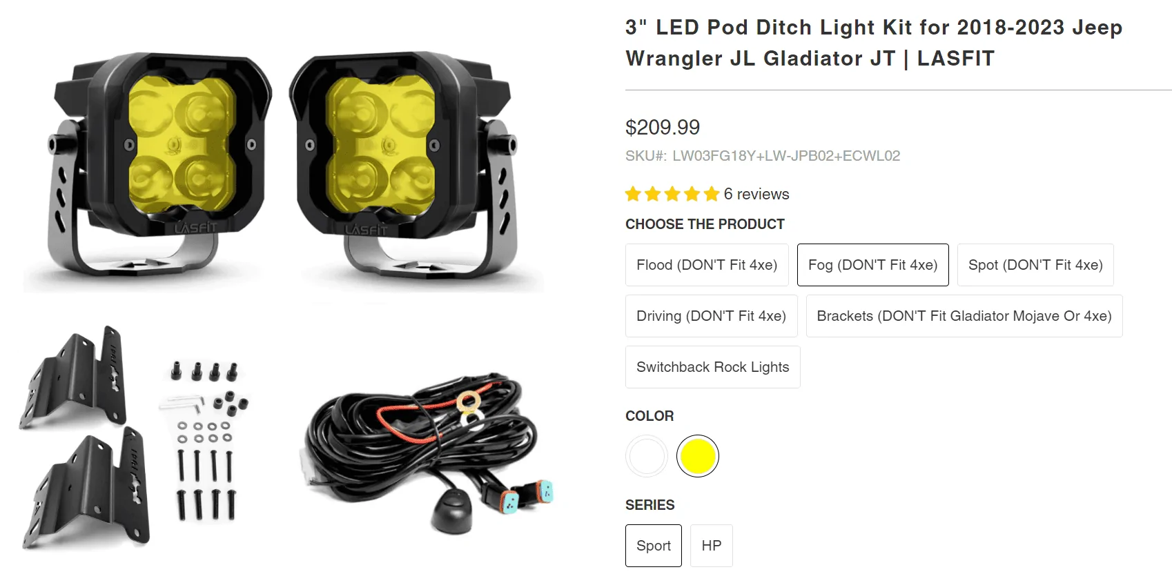 Jeep Wrangler JL Lasfit Pod Ditch Lights Pods