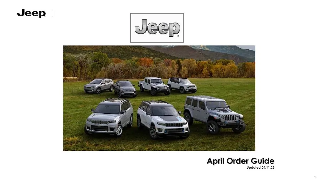 Jeep Wrangler JL 2024 Jeep Order Guide / Model Summary (With Updated Wrangler Facelift Model) 2024 Jeep April order guide_page_01