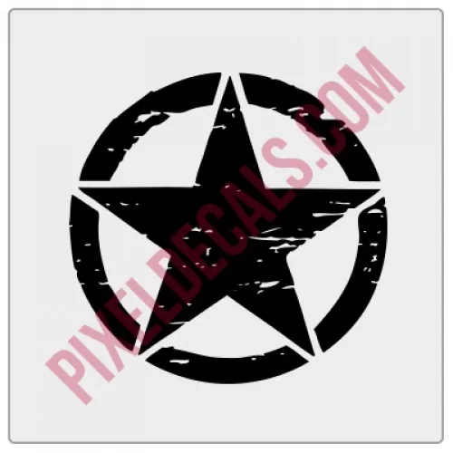 Jeep Wrangler JL Hood Star Decals milstar_distress-500x500