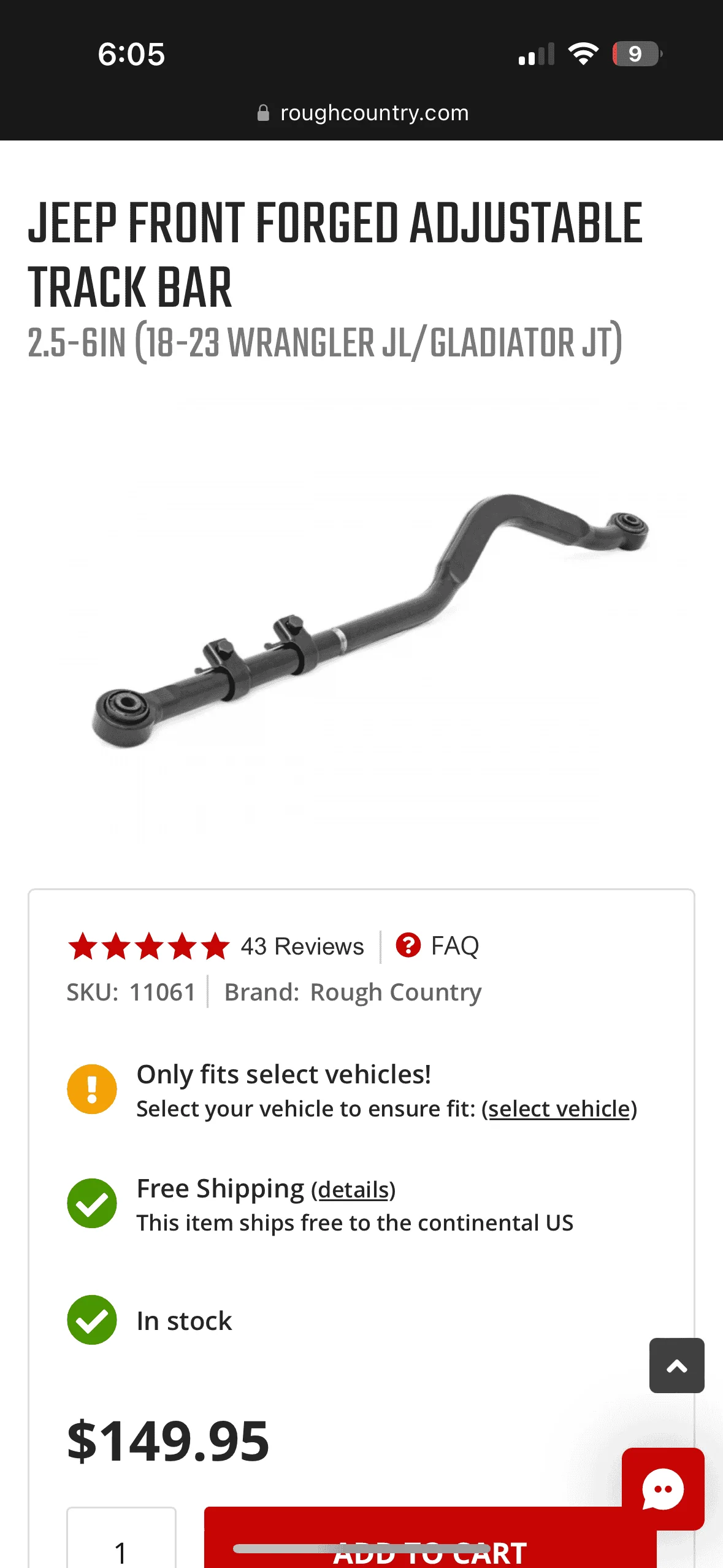 Jeep Wrangler JL Rough country adjustable track bar IMG_3829