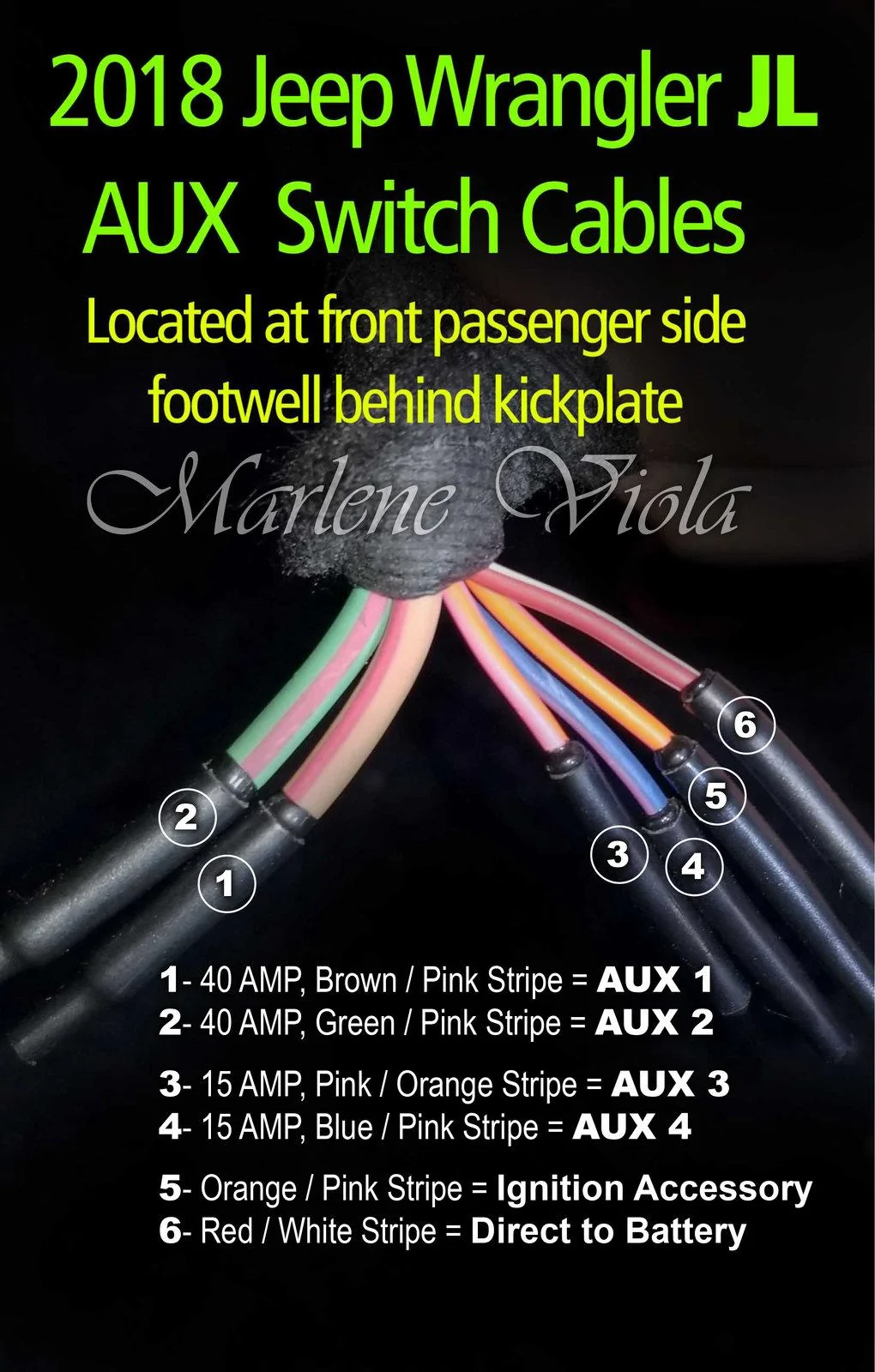Jeep Wrangler JL AUX Switches: Cable COLOR CODE Wiring Identification Jeep Acc