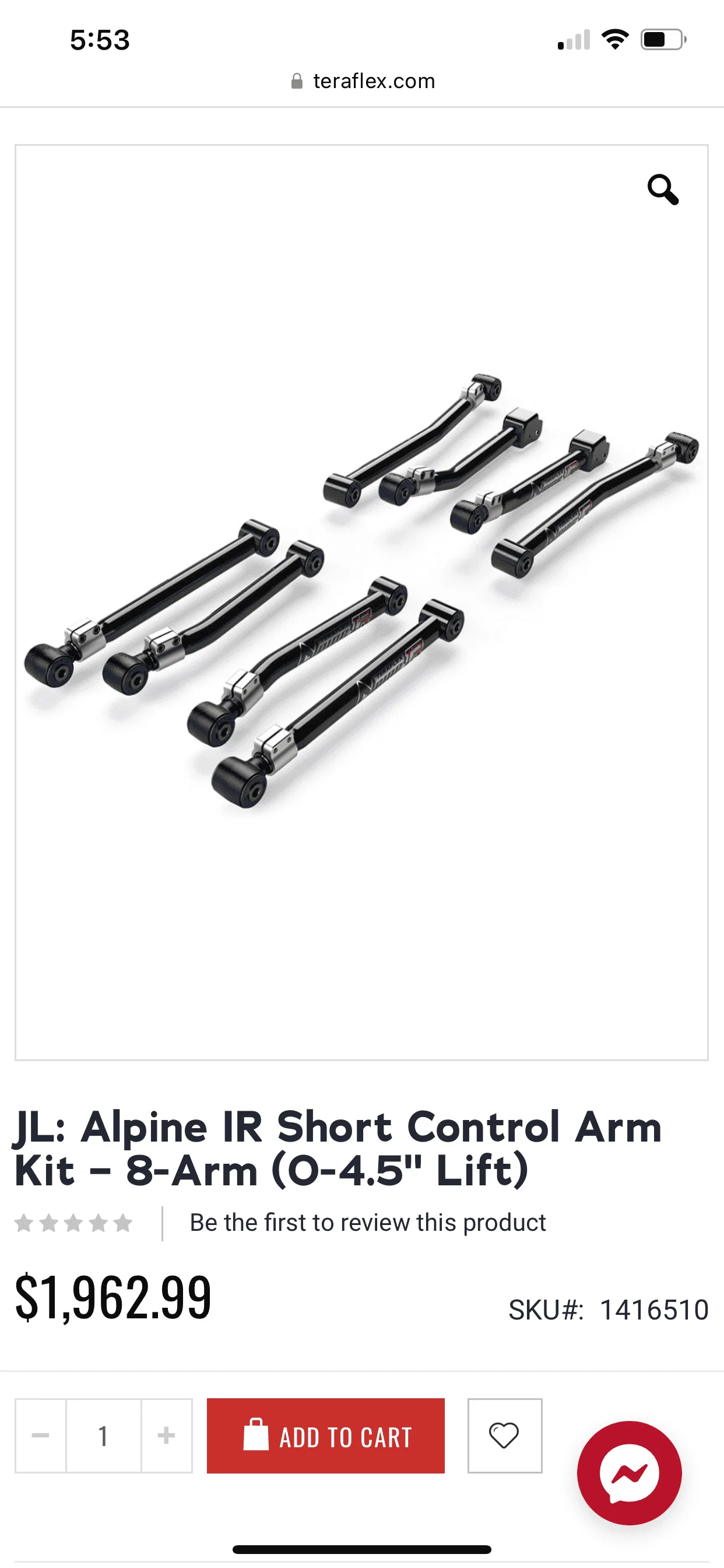 Jeep Wrangler JL Teraflex Alpine IR Adjustable Control Arms 3B0BE780-E6A2-4425-B11D-F270DB51CE15