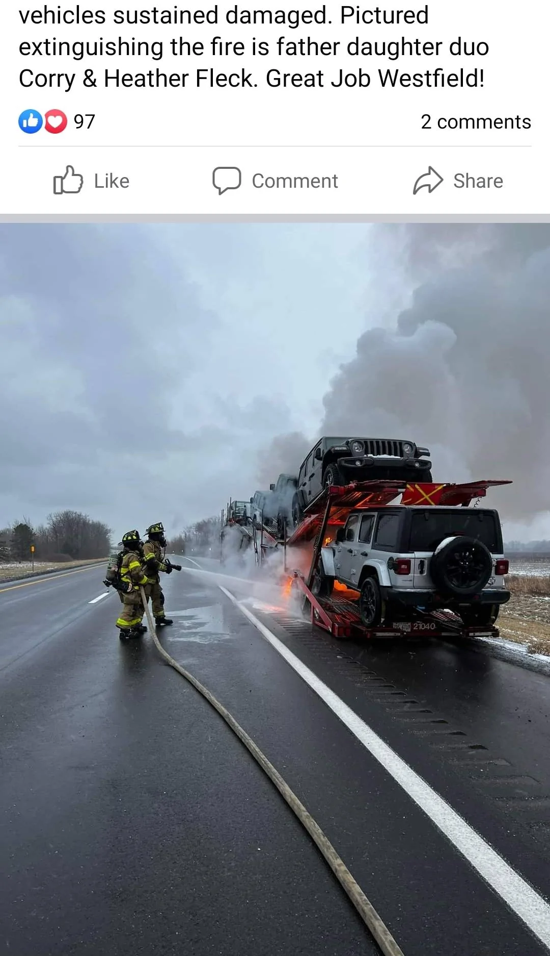 Jeep Wrangler JL Jeep Car Hauler fire SmartSelect_20230427_074858_Facebook
