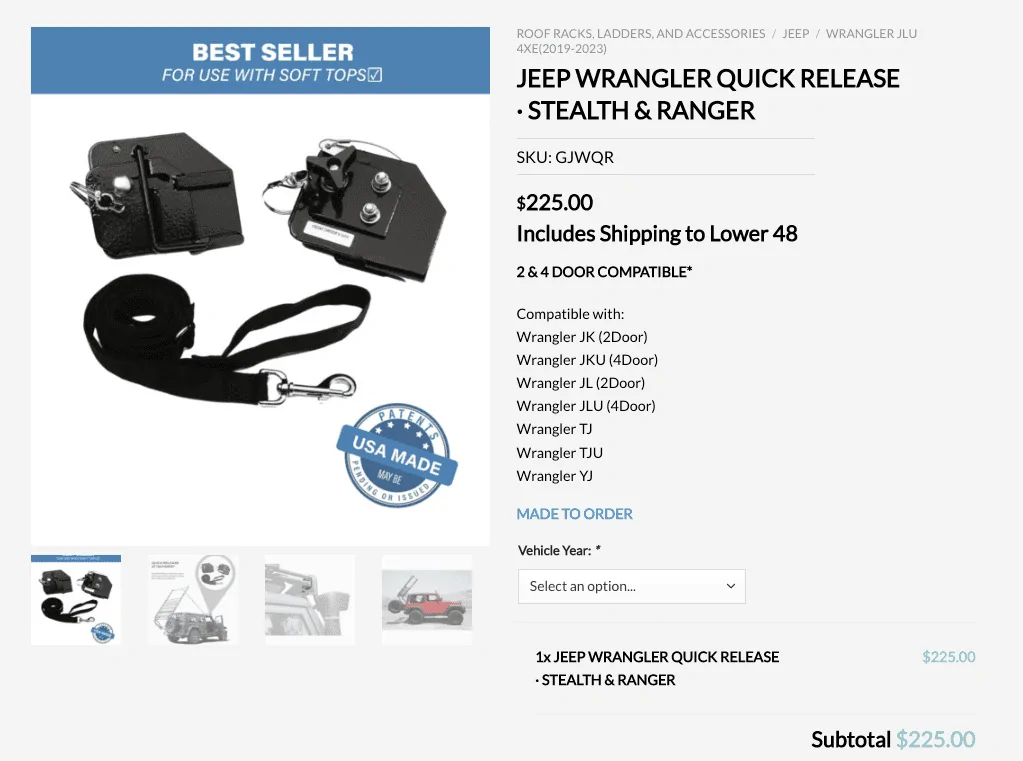 Jeep Wrangler JL Gobi Quick Release New* Screen Shot 2023-05-15 at 12.41.21 PM