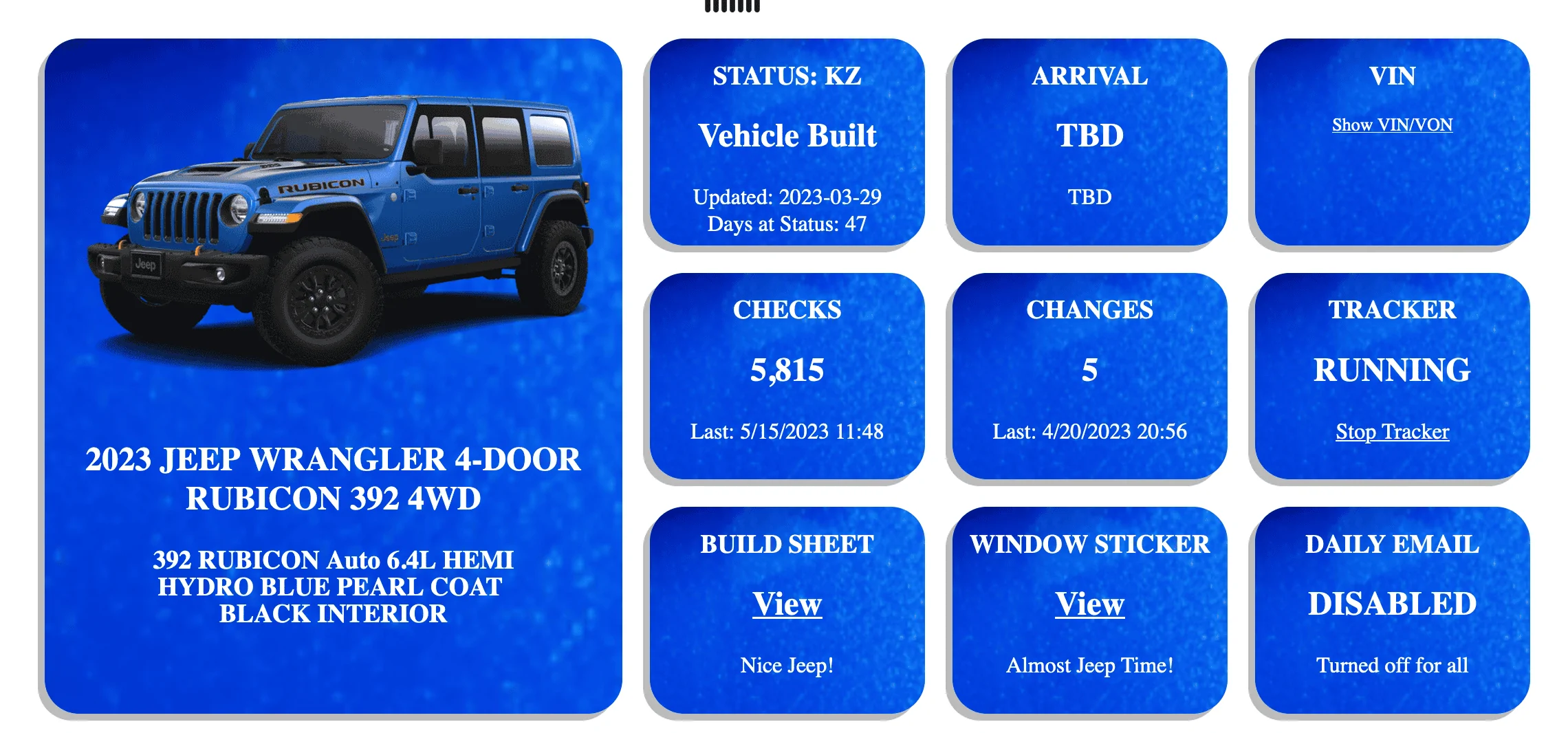 Jeep Wrangler JL 2023 Orders - Check in here jeep tracker