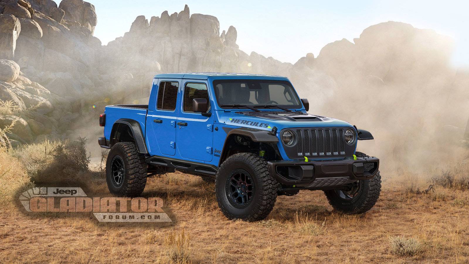 Jeep Wrangler JL JT Hercules as the answer to competition eep-gladiator-hercules-blue-jeepgladiatorforum-