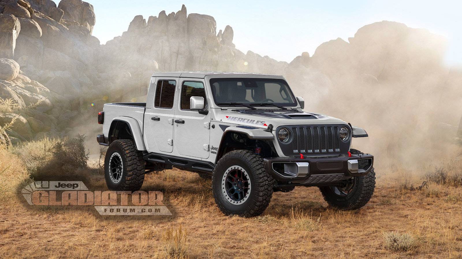 Jeep Wrangler JL JT Hercules as the answer to competition p-gladiator-hercules-white2-jeepgladiatorforum-