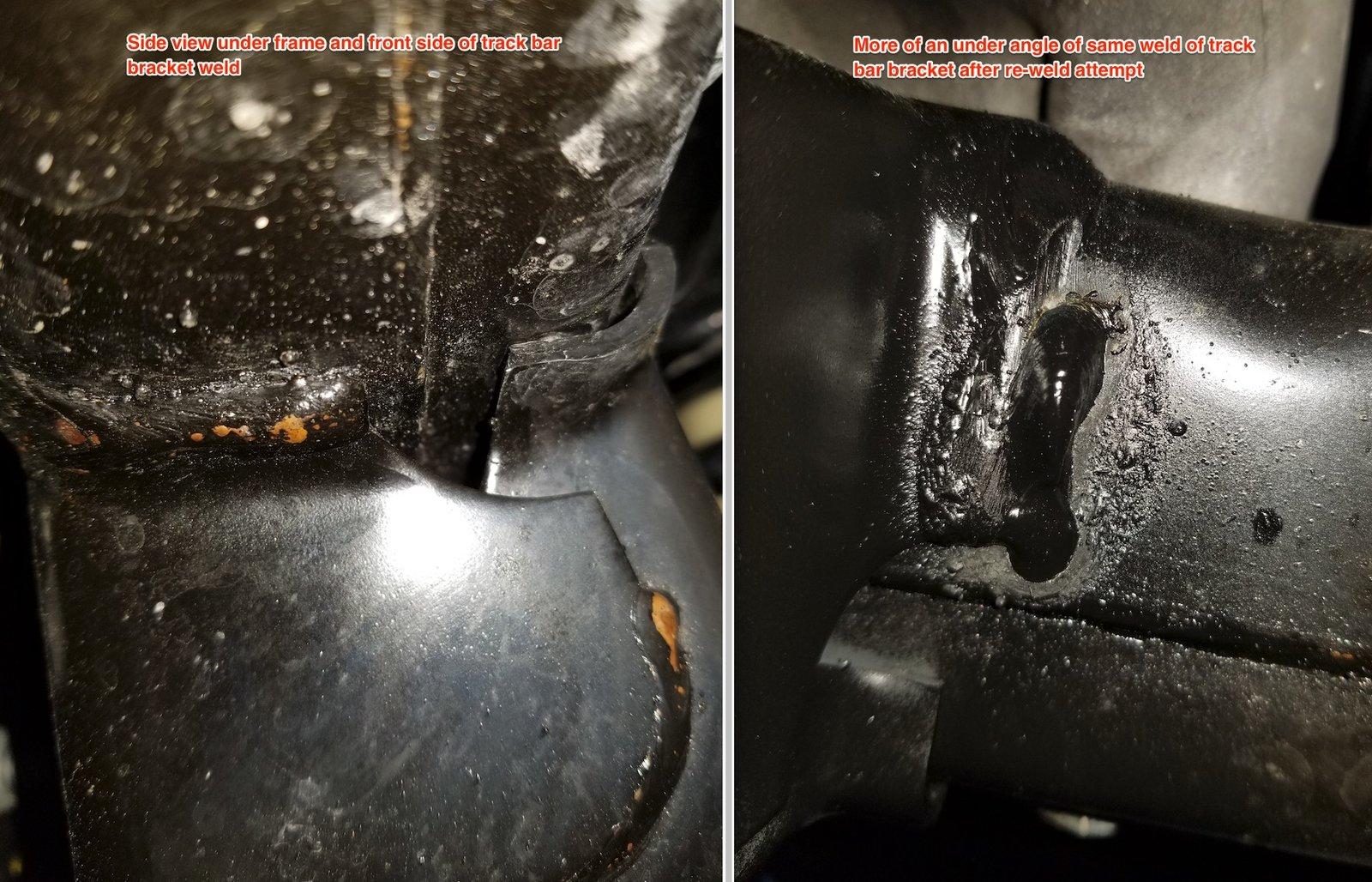 Jeep Wrangler JL JL welding Issues Aug-09-18-trackbar-bracket-under-front-weld-before-after