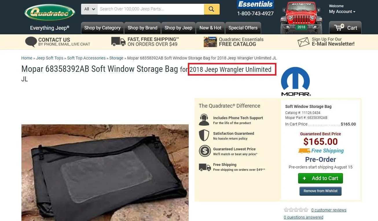 Jeep Wrangler JL MOPAR soft top window storage bag review Captur