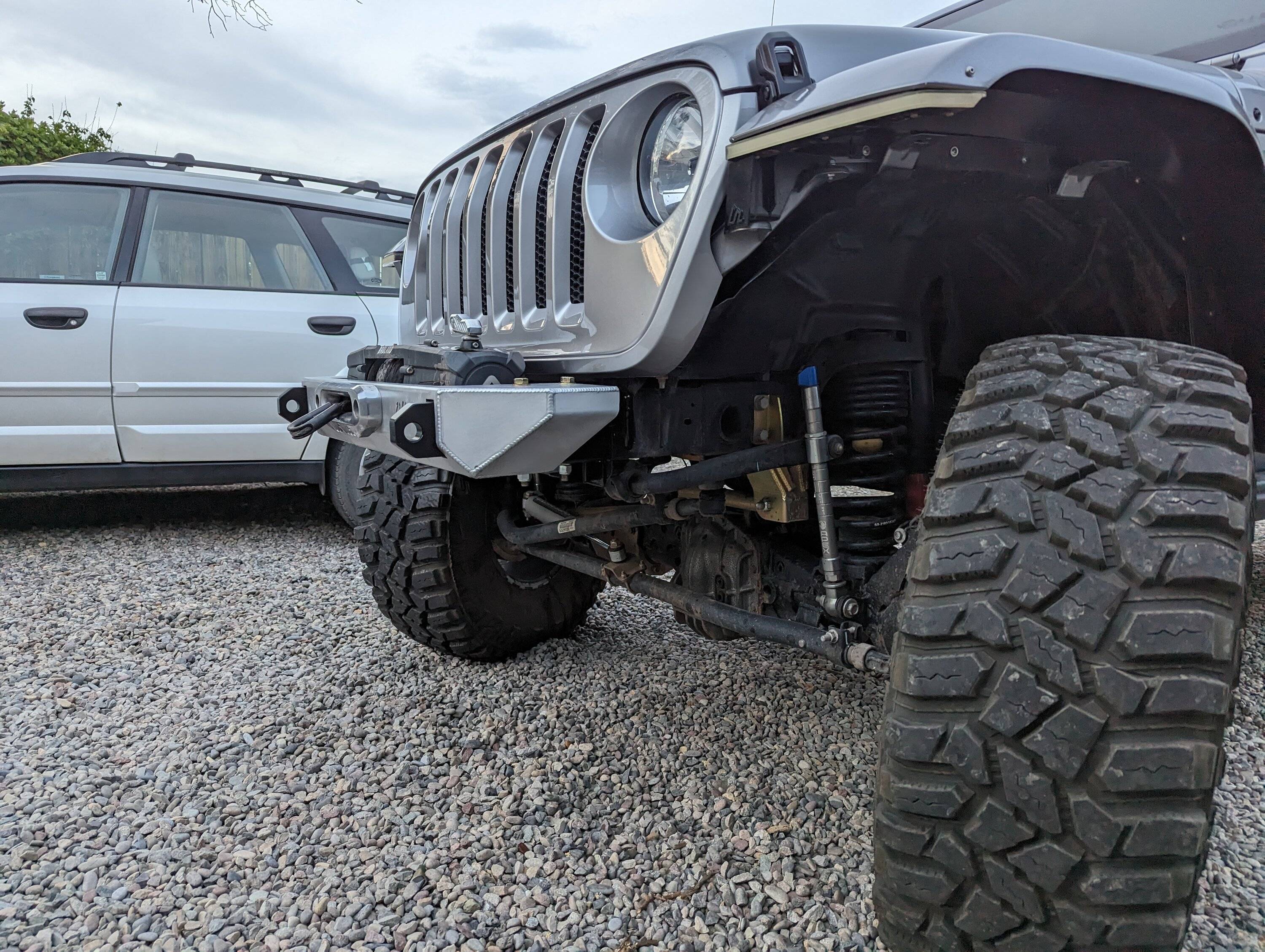 Jeep Wrangler JL OuttaHandFab Elite bumper installed. PXL_20230523_022505049