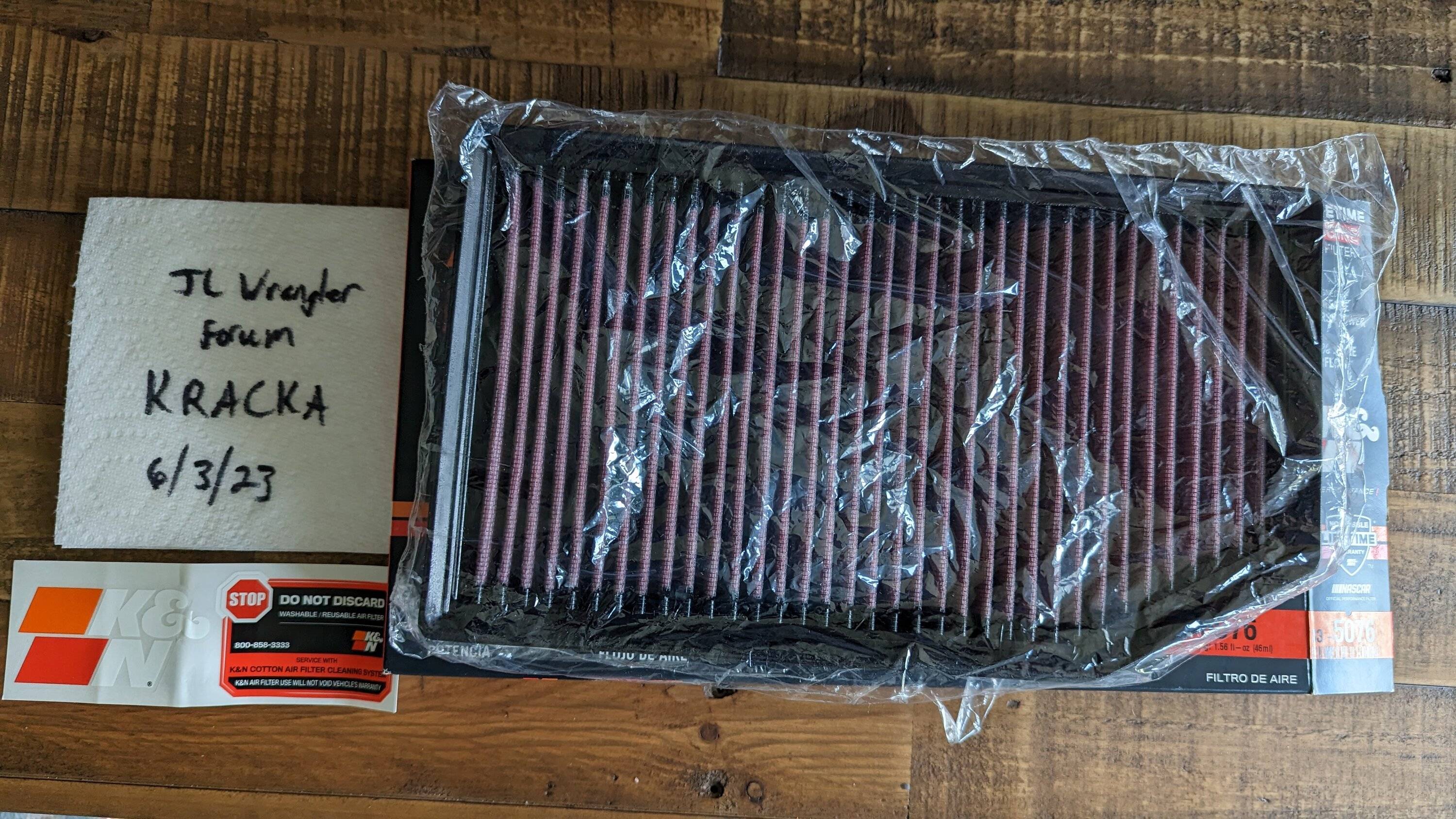 Jeep Wrangler JL FS: K&N engine air filter PXL_20230603_185919294