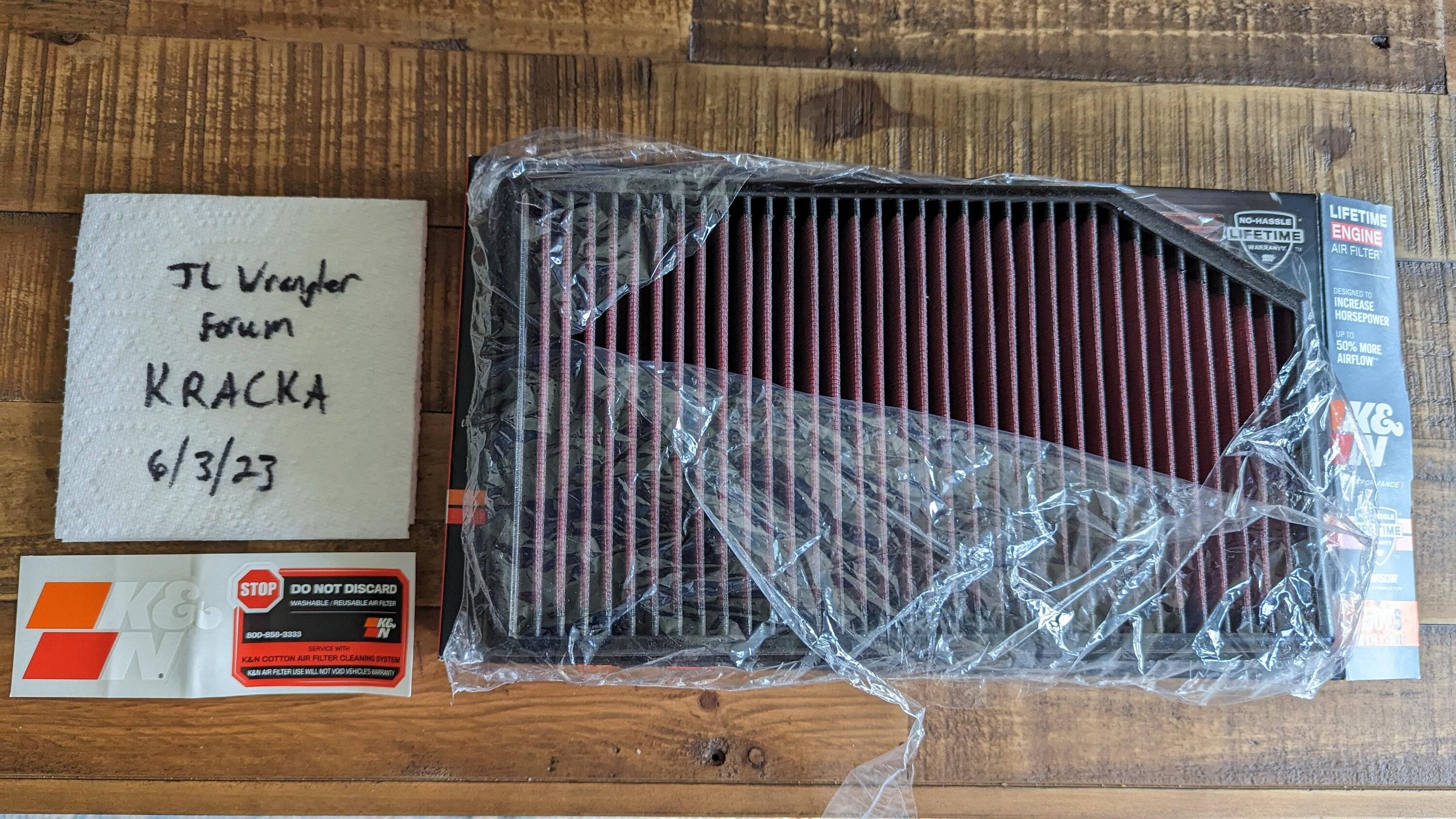 Jeep Wrangler JL FS: K&N engine air filter PXL_20230603_185834850