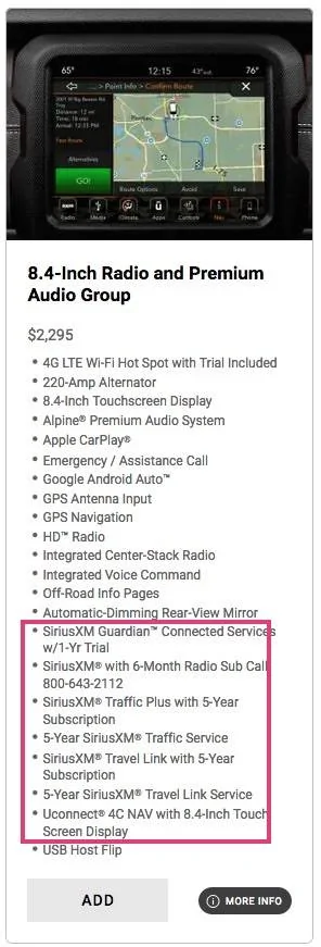 Jeep Wrangler JL Omg STOP!! seriusXM alert Uconnect 84 steaming pil
