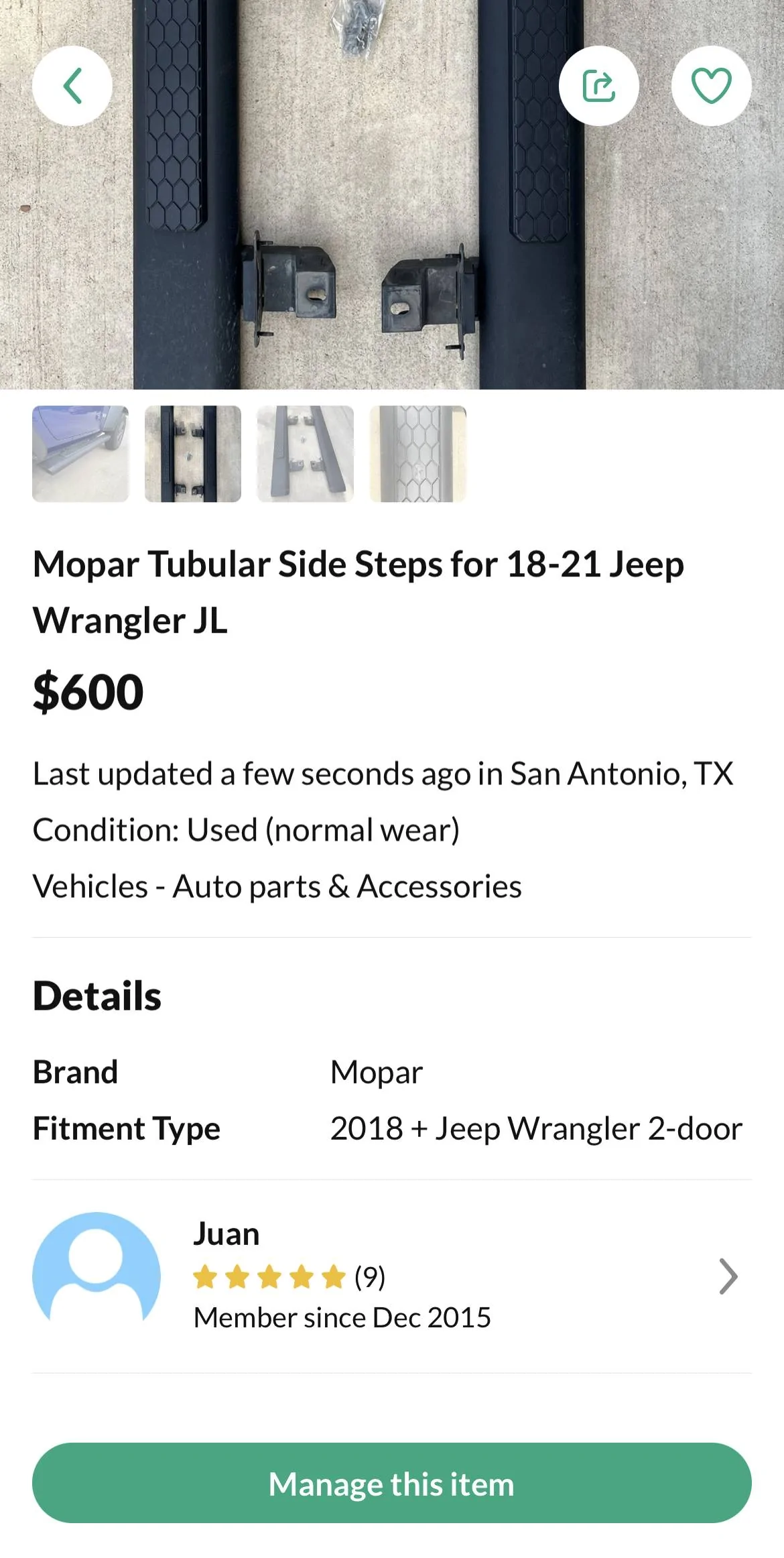 Jeep Wrangler JL Tubular Side Steps - 82215328AB IMG_2595