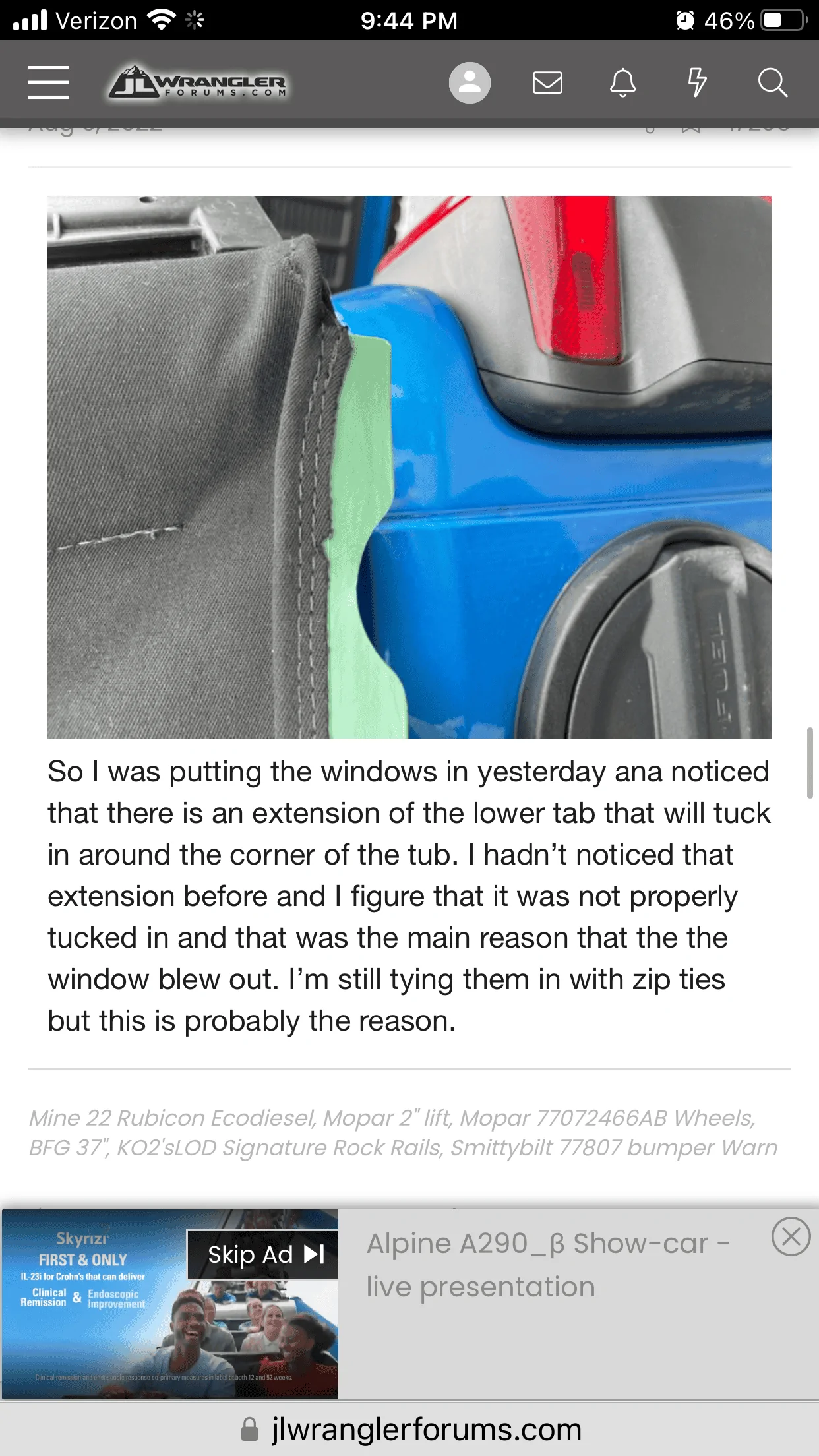Jeep Wrangler JL window blow out problem solved? interested in your thoughts IMG_1914