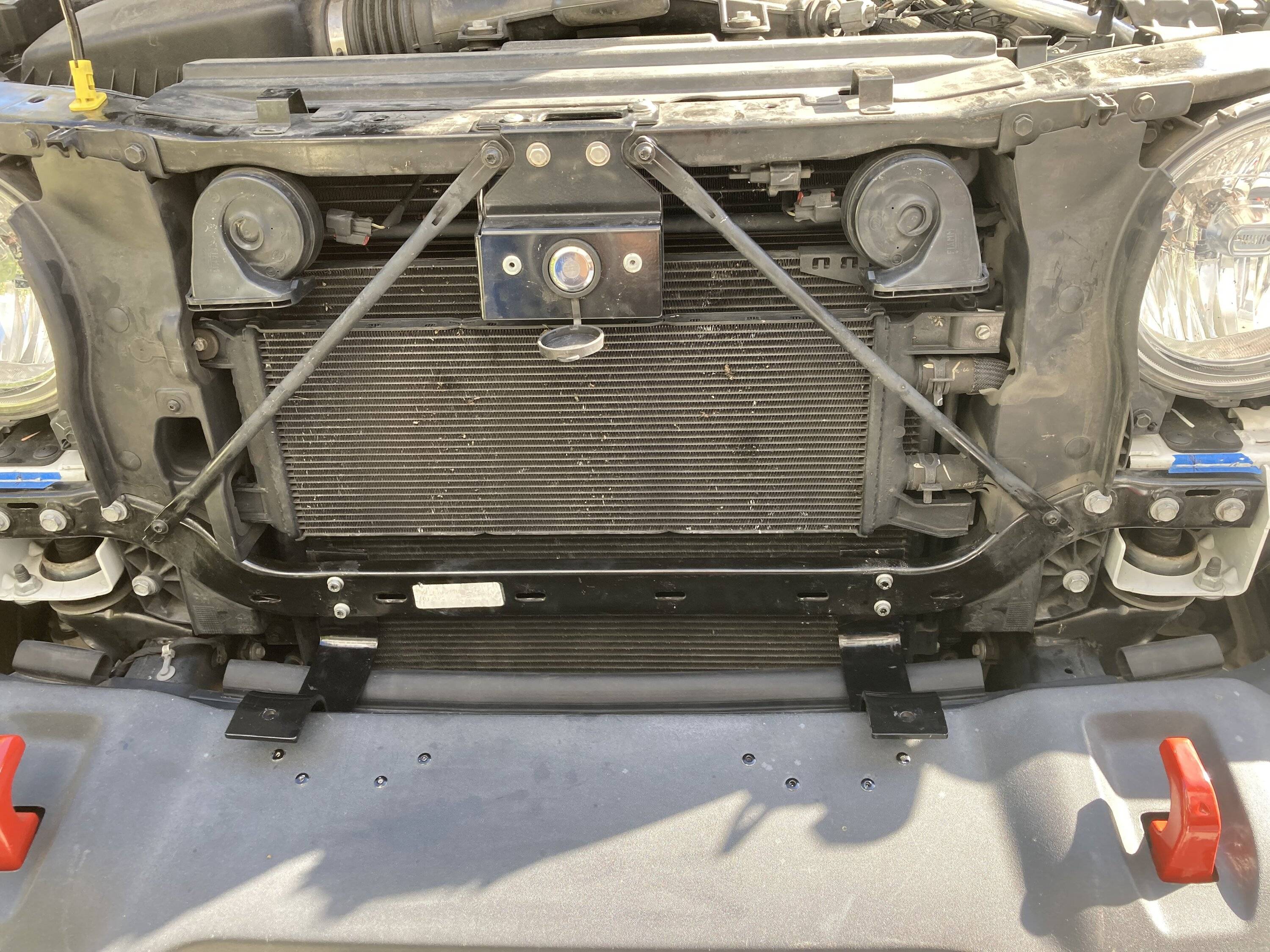 Jeep Wrangler JL Lights mounted to standard bumper attached