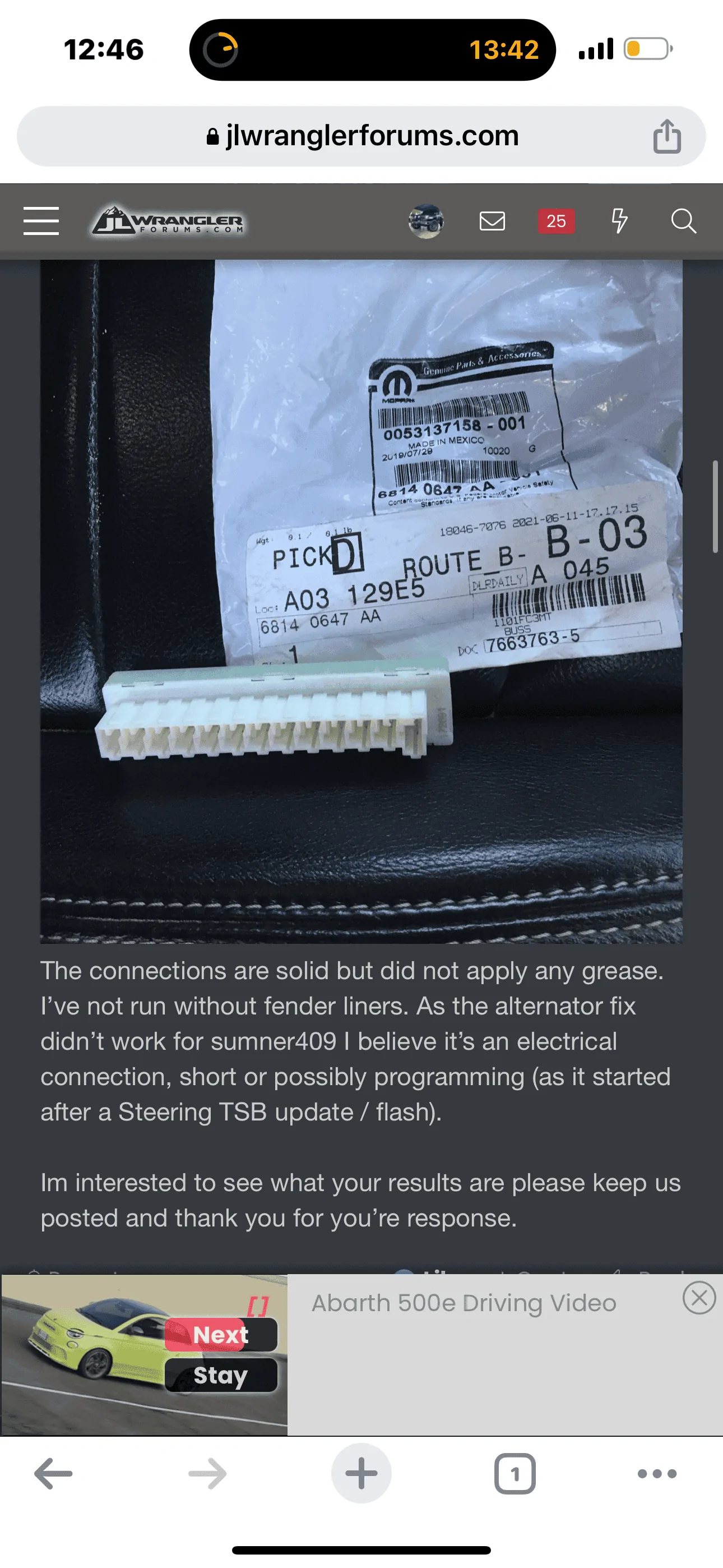 Jeep Wrangler JL electrical issues, dtc codes lost powering steering, stuck on acc mode IMG_2365