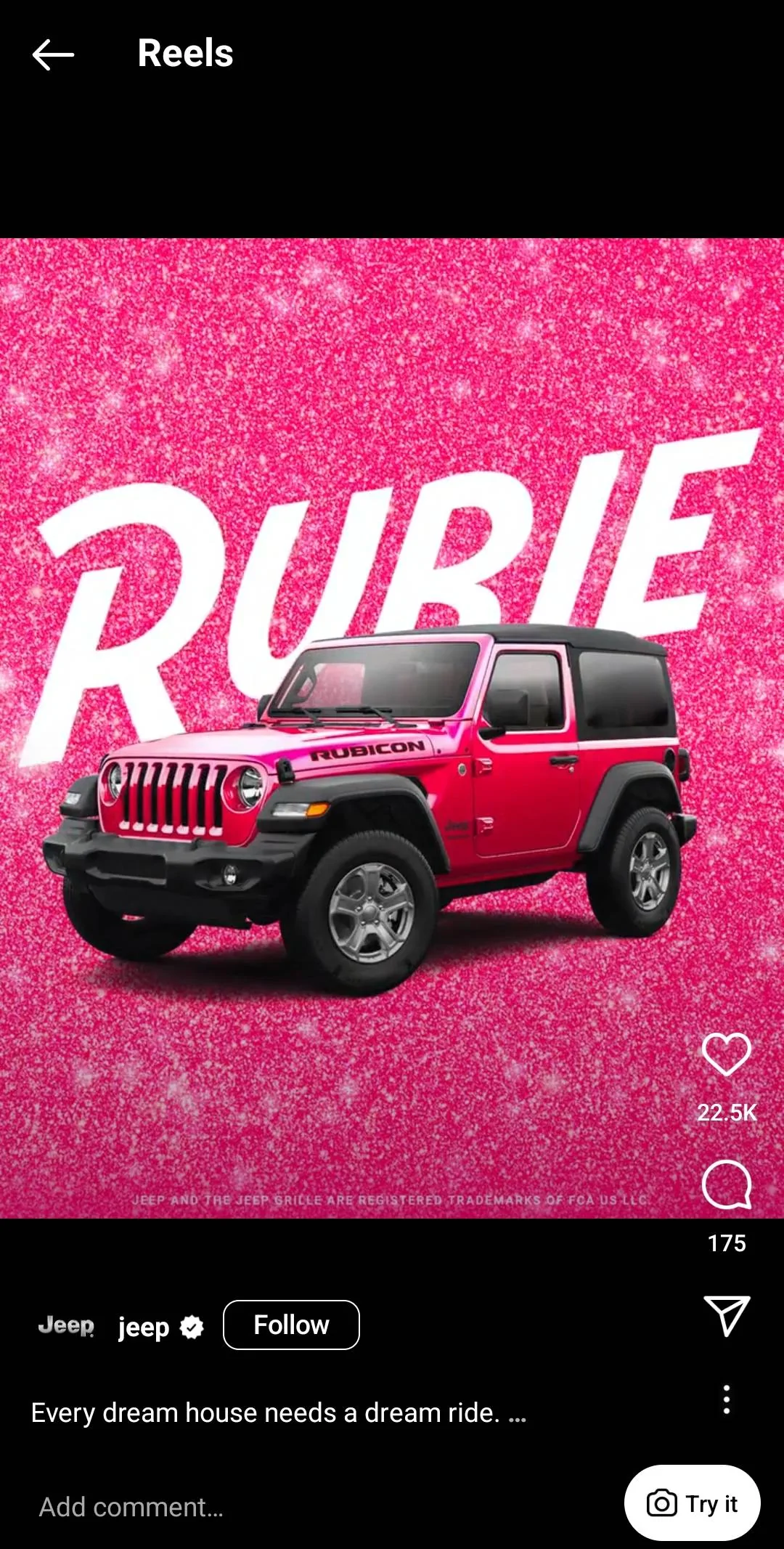 Jeep Wrangler JL Pink Jeep making a return for 2024 -- teaser? Screenshot_20230721_135120_Instagram