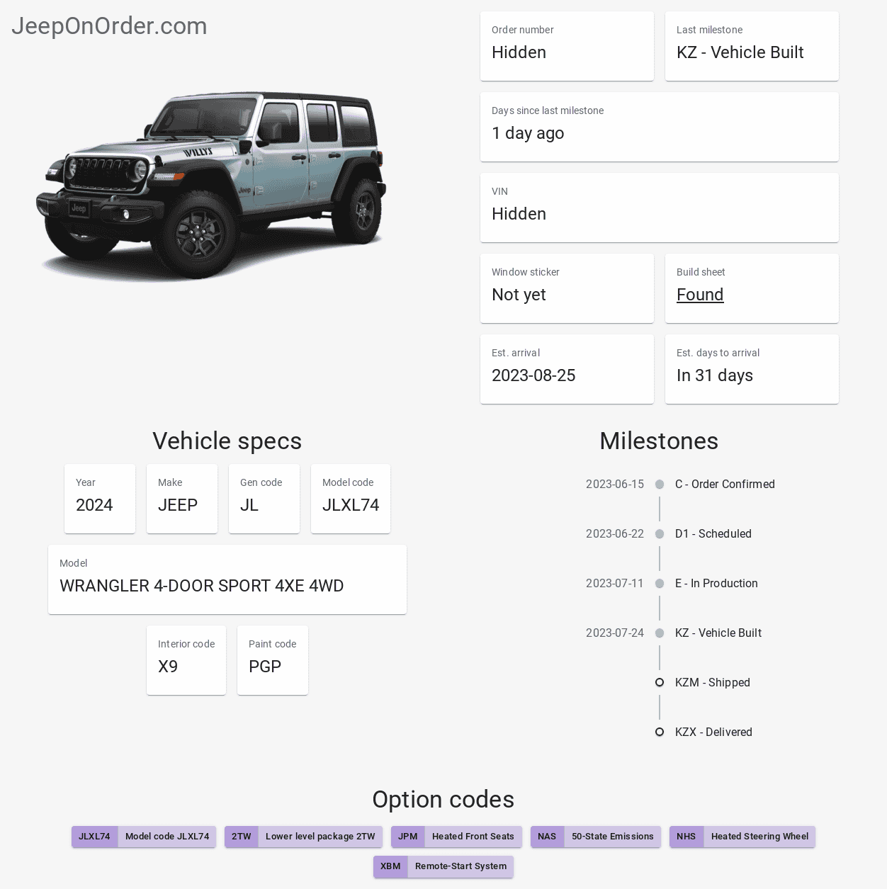 Jeep Wrangler JL 2024 Order Waiting Room 1000006532