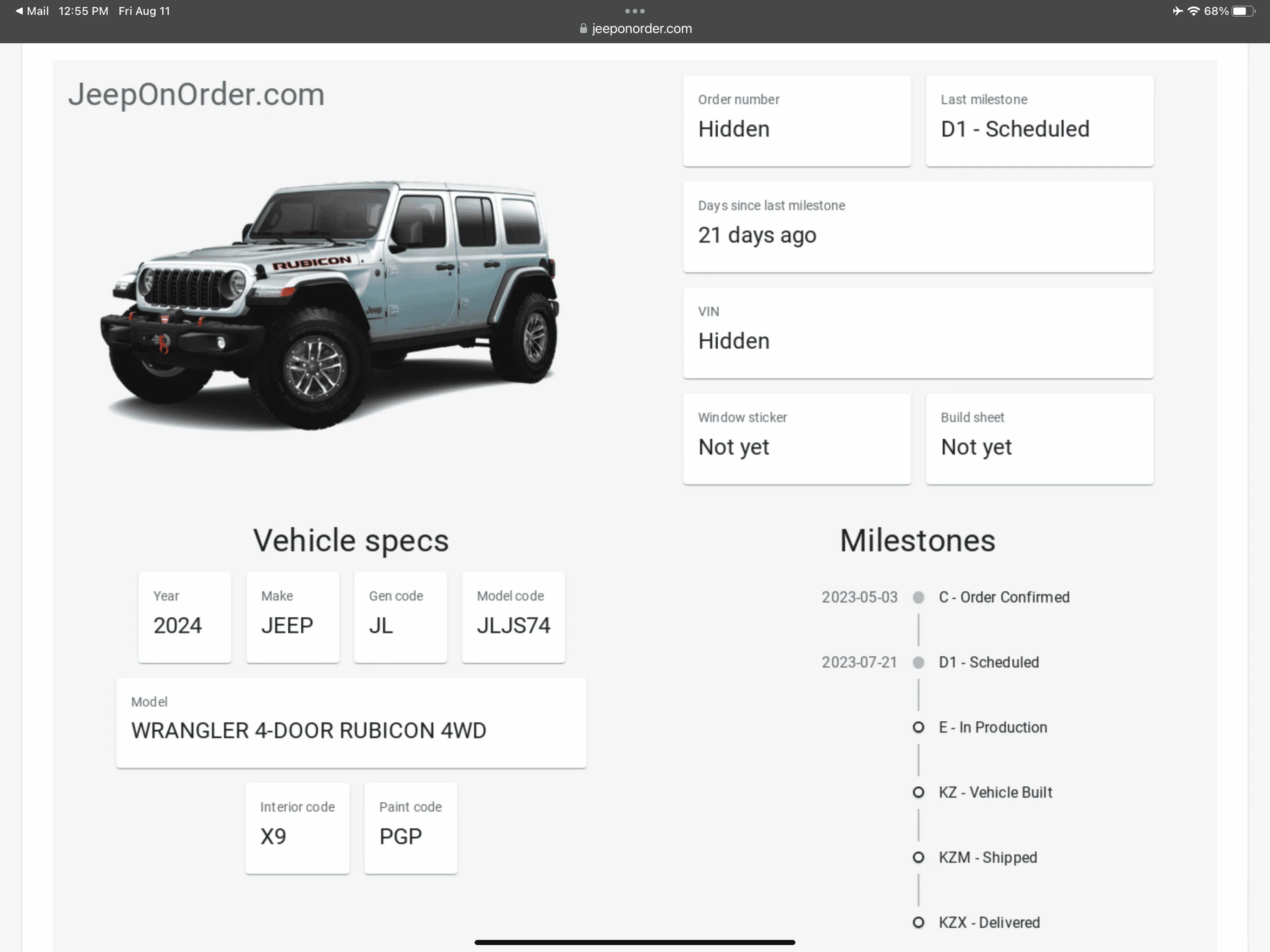 Jeep Wrangler JL 2024 Order Waiting Room IMG_0235