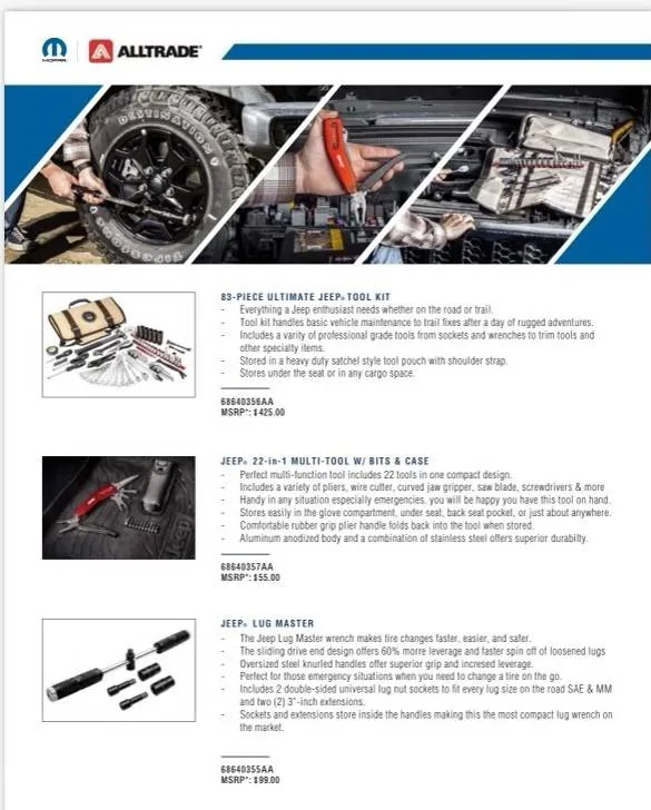 Jeep Wrangler JL 20th Anniversary Tool Kit Jeep Tools