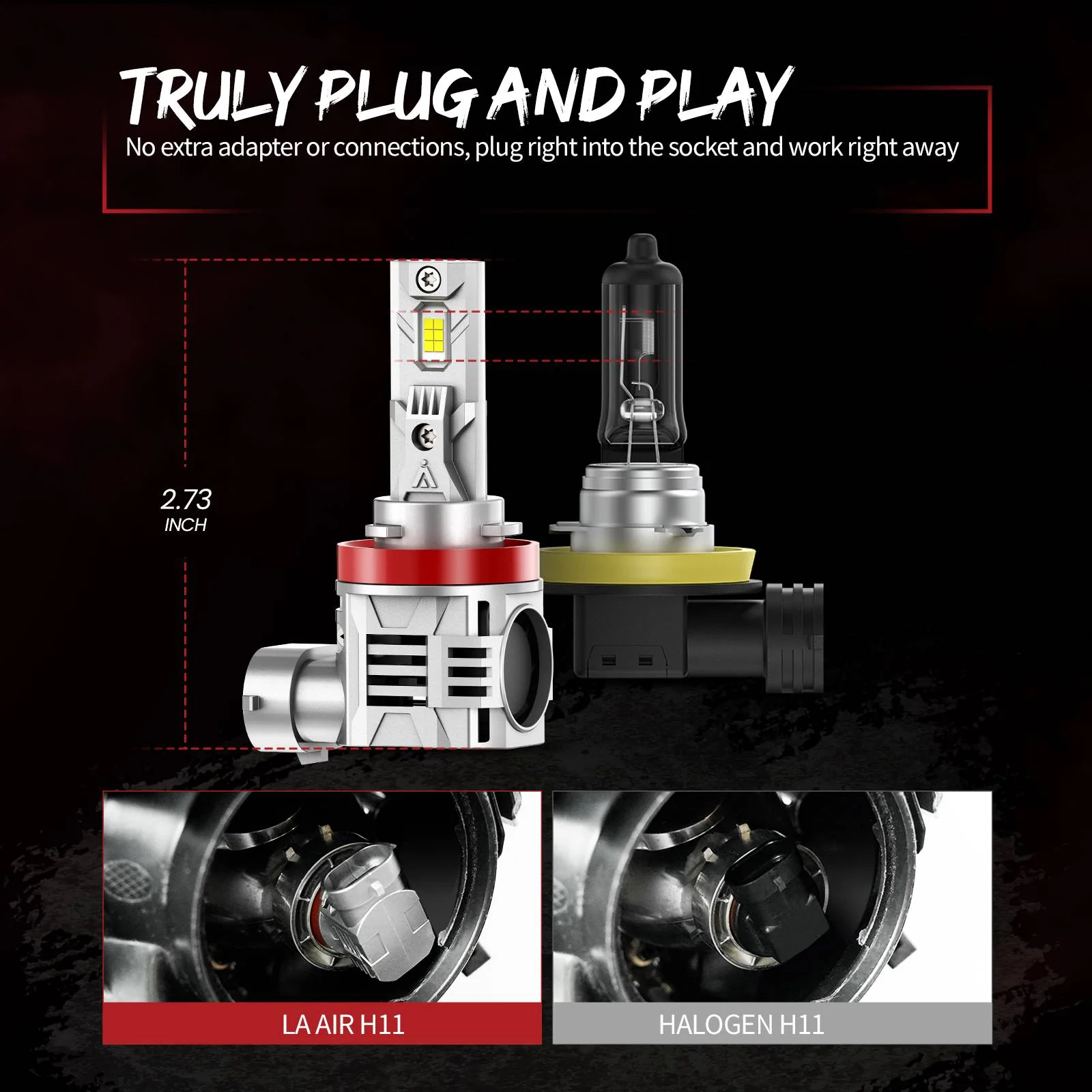 Jeep Wrangler JL The Upgraded LED Solution for Halogen Headlights photo1-lasfit led bulb-LAair H11 LED Bulb truly plug and play