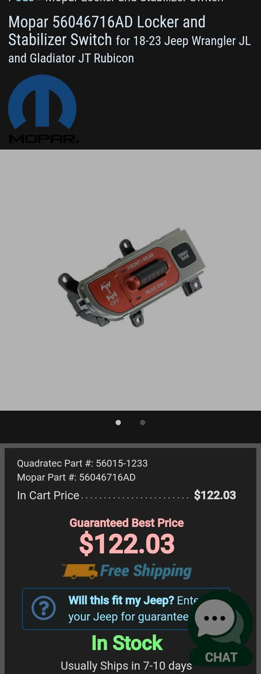 Jeep Wrangler JL Mopar Locker and  Stabilizer Switch Screenshot_20230917_234812_Samsung Internet